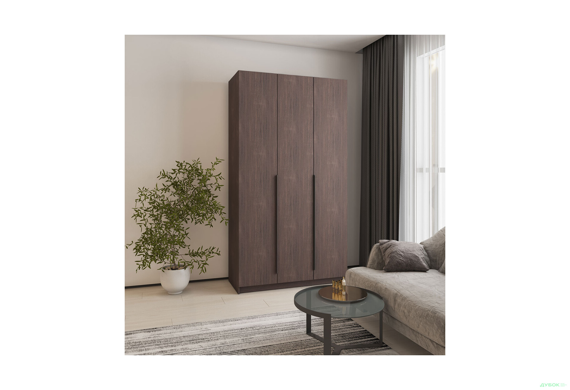 Шафа MebelStar Оскар 3-дверна з шухлядами 120 см Дуб рістрето - Зображення 2 Зображення 2 - Шафа MebelStar Оскар 3-дверна з шухлядами 120 см Дуб рістрето