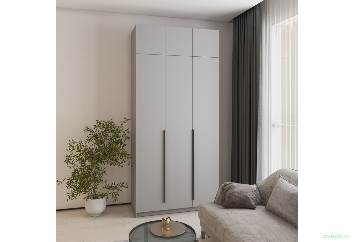 Шафа MebelStar Оскар 3-дверна з антресоллю та шухлядами 120 см Сіра мишка - Зображення 2 Зображення 2 - Шафа MebelStar Оскар 3-дверна з антресоллю та шухлядами 120 см Сіра мишка