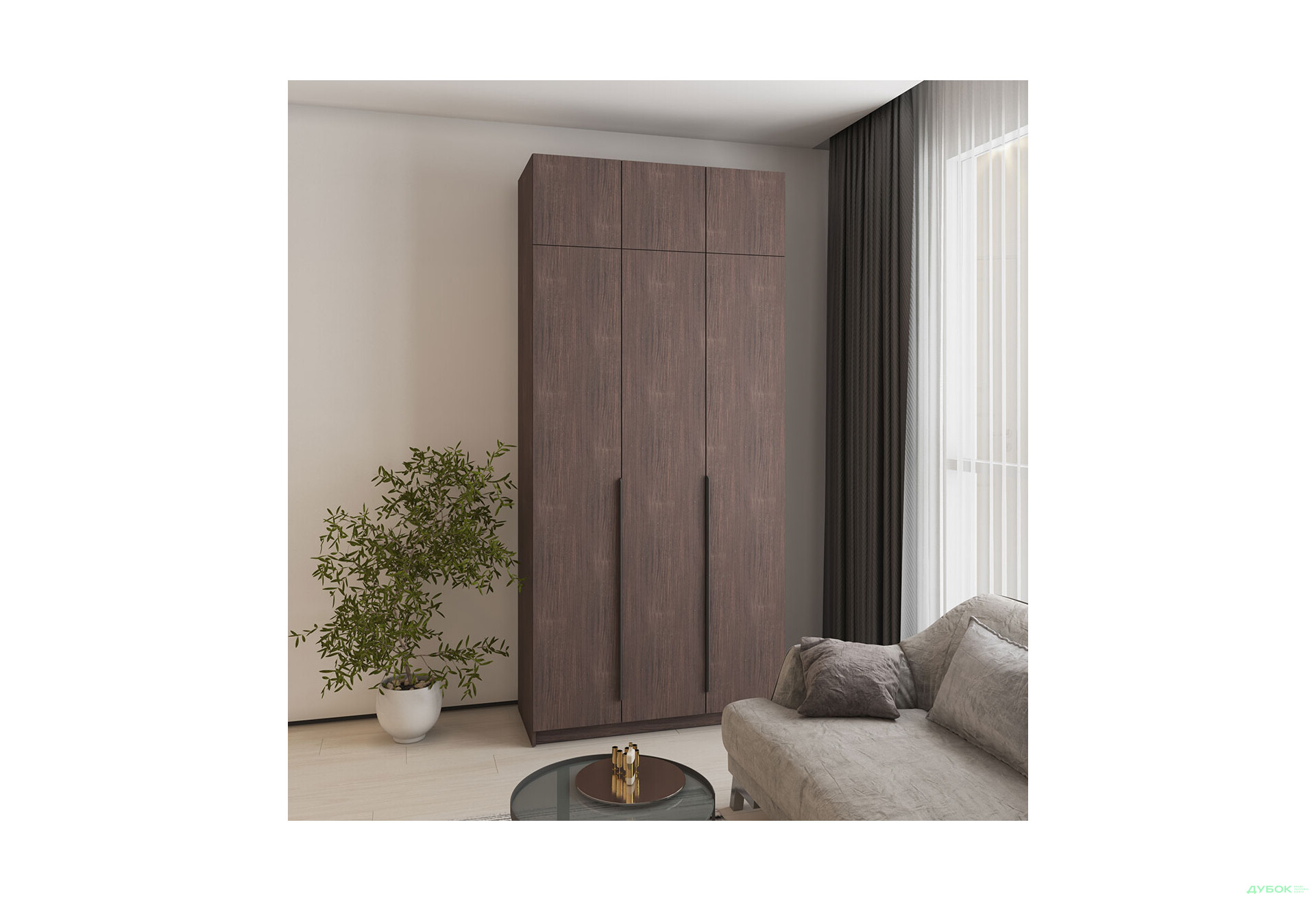 Шафа MebelStar Оскар 3-дверна з антресоллю та шухлядами 120 см Дуб рістрето - Зображення 2 Зображення 2 - Шафа MebelStar Оскар 3-дверна з антресоллю та шухлядами 120 см Дуб рістрето