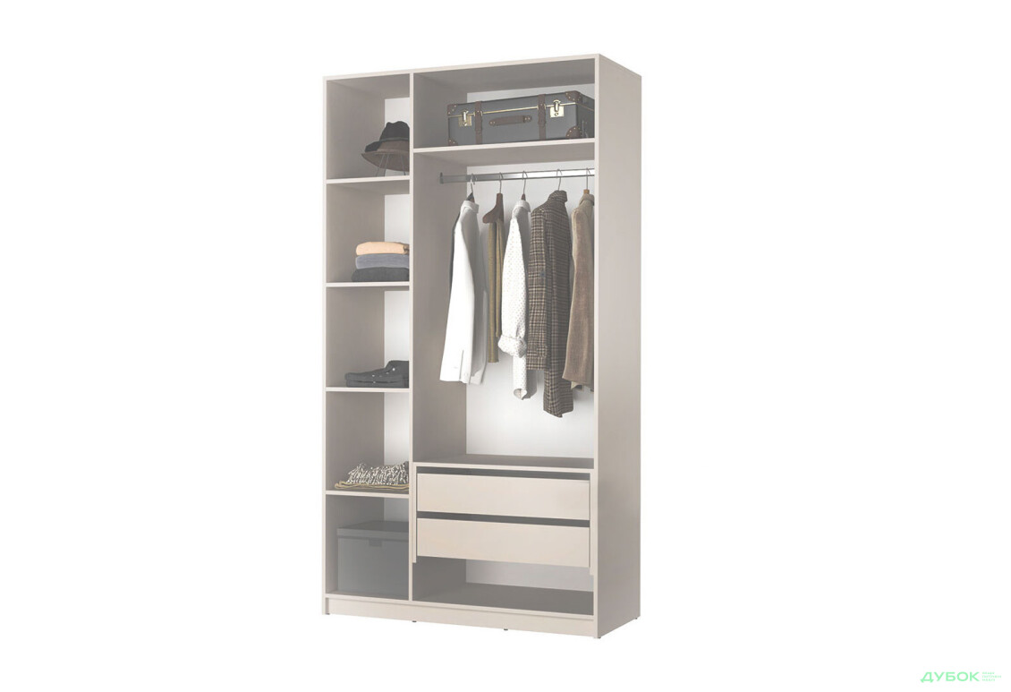 Шафа MebelStar Оскар 3-дверна з антресоллю та шухлядами 120 см Аляска сіра - Зображення 5 Зображення 5 - Шафа MebelStar Оскар 3-дверна з антресоллю та шухлядами 120 см Аляска сіра