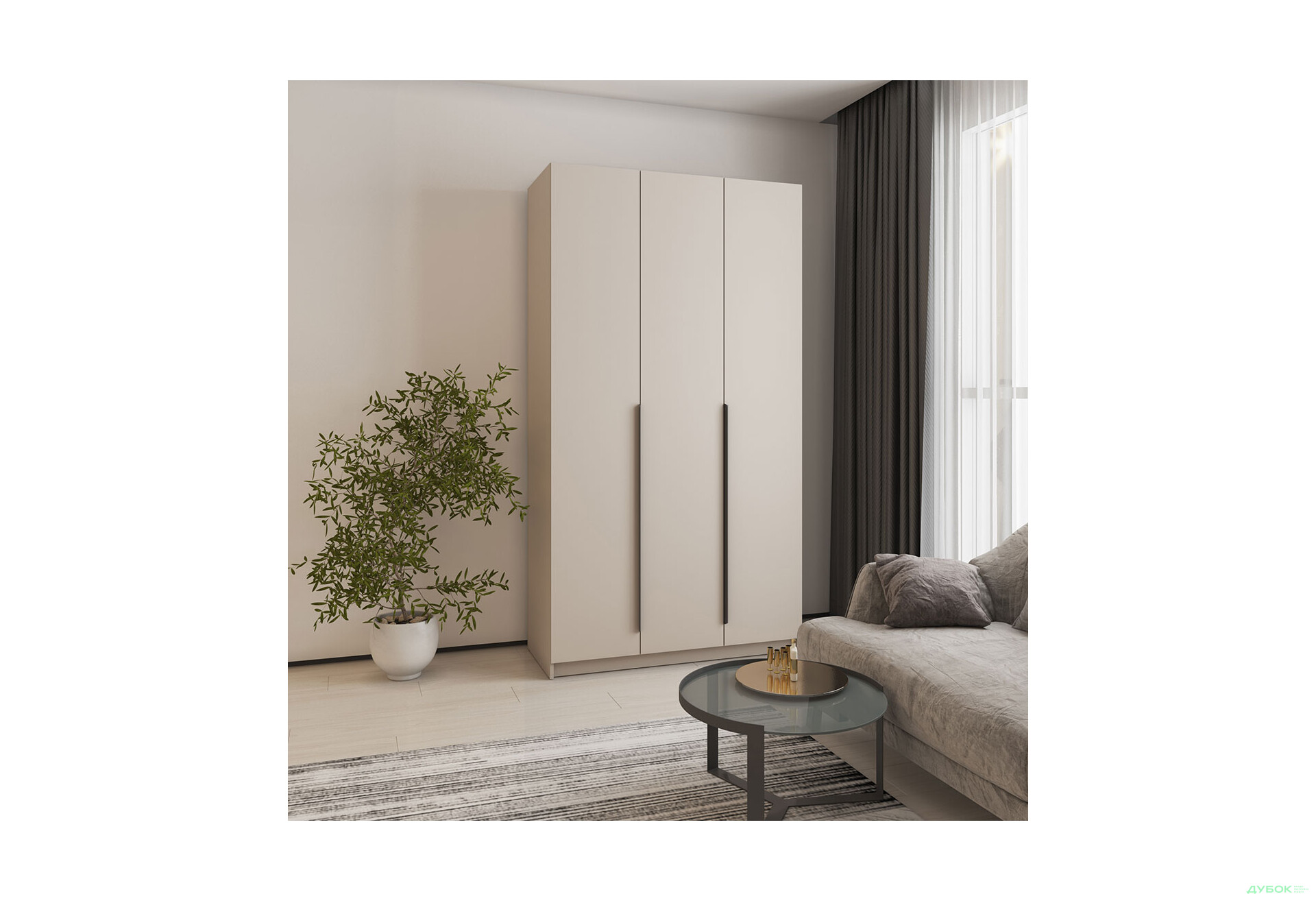 Шафа MebelStar Оскар 3-дверна зі штангами 120 см Кашемір - Зображення 2 Зображення 2 - Шафа MebelStar Оскар 3-дверна зі штангами 120 см Кашемір