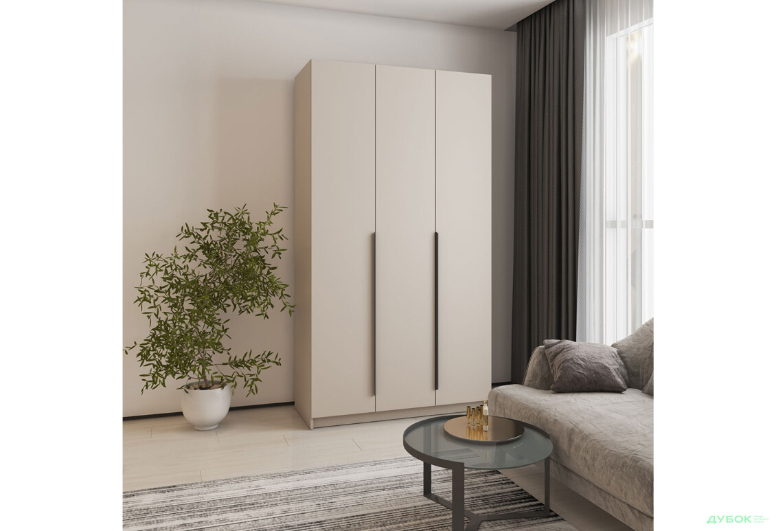 Шафа MebelStar Оскар 3-дверна зі штангами 120 см Кашемір - Зображення 2 Зображення 2 - Шафа MebelStar Оскар 3-дверна зі штангами 120 см Кашемір