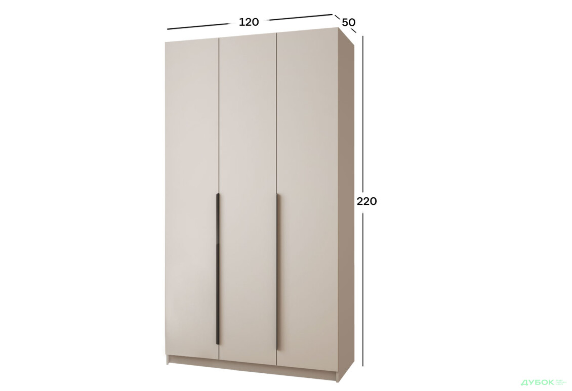 Шафа MebelStar Оскар 3-дверна зі штангами 120 см Кашемір - Зображення 4 Зображення 4 - Шафа MebelStar Оскар 3-дверна зі штангами 120 см Кашемір