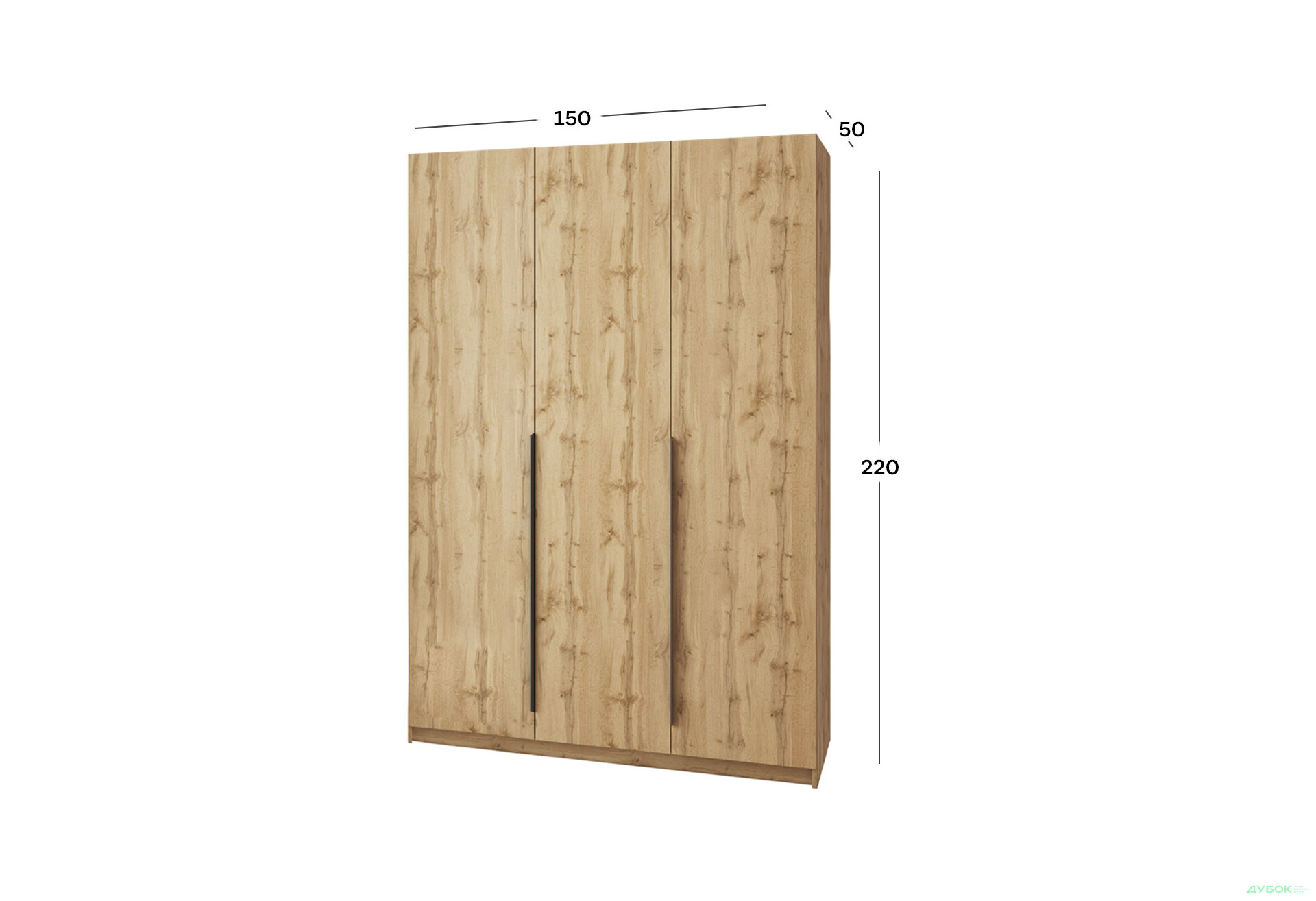Шафа MebelStar Оскар 3-дверна 150 см Дуб тахо - Зображення 4 Зображення 4 - Шафа MebelStar Оскар 3-дверна 150 см Дуб тахо