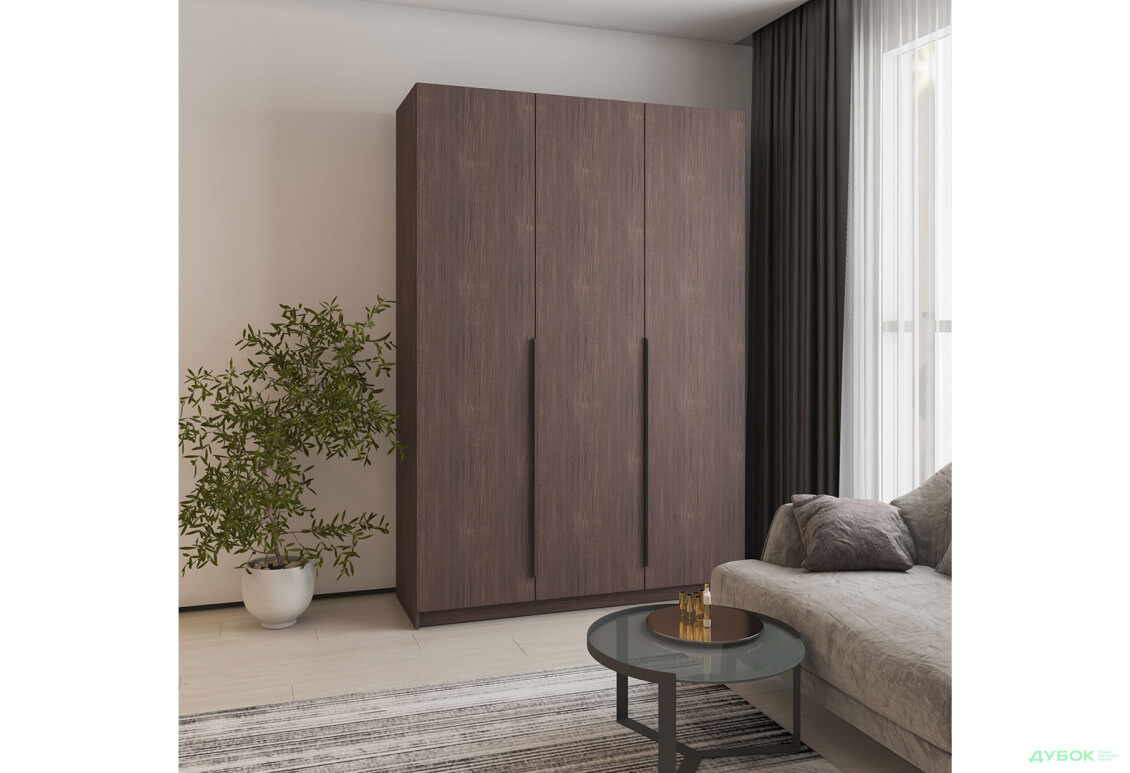 Шафа MebelStar Оскар 3-дверна 150 см Дуб рістрето - Зображення 2 Зображення 2 - Шафа MebelStar Оскар 3-дверна 150 см Дуб рістрето