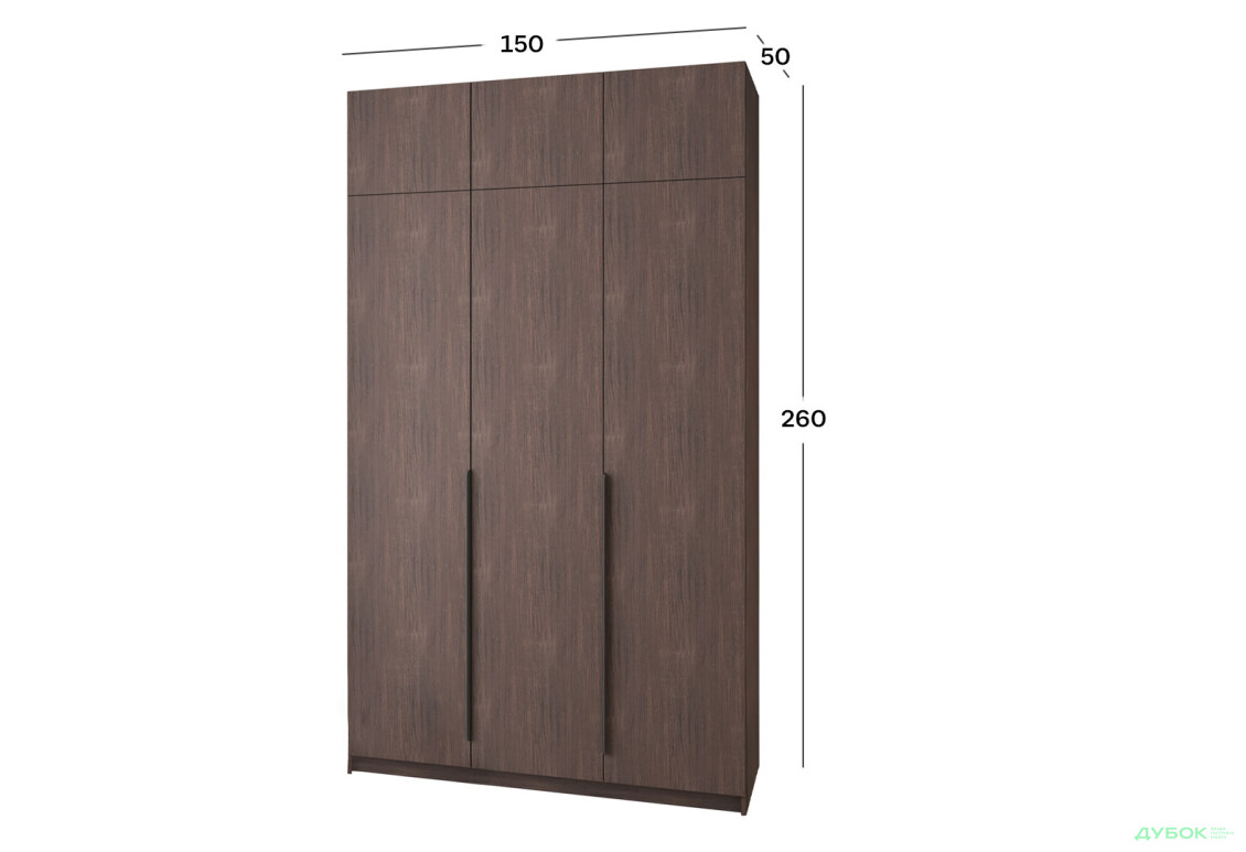 Шкаф Мебель Стар Оскар 3-дверный с антресолью 150 см Дуб ристрето - Изображение 4 Изображение 4 - Шкаф Мебель Стар Оскар 3-дверный с антресолью 150 см Дуб ристрето