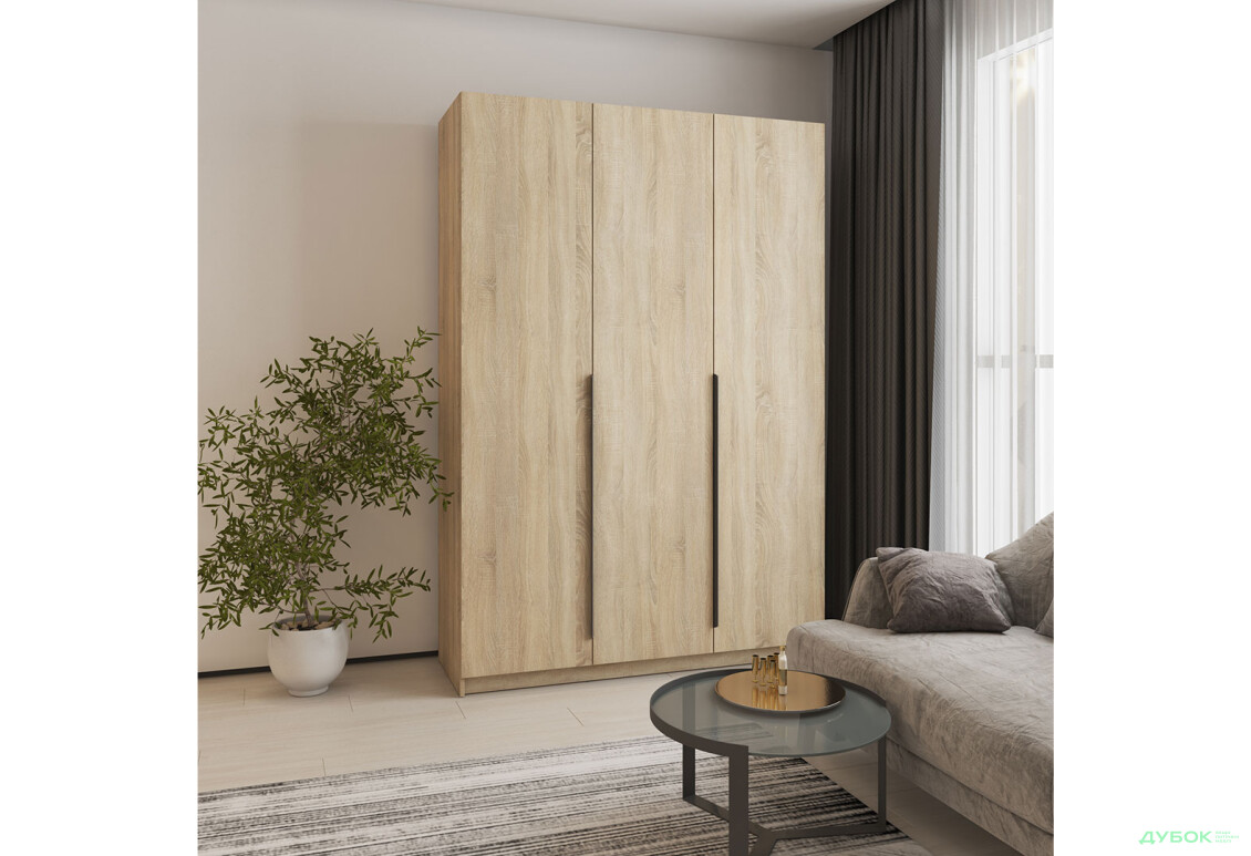 Шафа MebelStar Оскар 3-дверна з шухлядами 150 см Дуб сонома - Зображення 2 Зображення 2 - Шафа MebelStar Оскар 3-дверна з шухлядами 150 см Дуб сонома