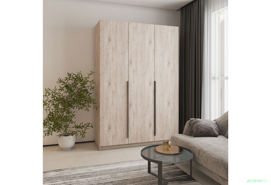 Шафа MebelStar Оскар 3-дверна з шухлядами 150 см Аляска сіра - Зображення 2 Зображення 2 - Шафа MebelStar Оскар 3-дверна з шухлядами 150 см Аляска сіра