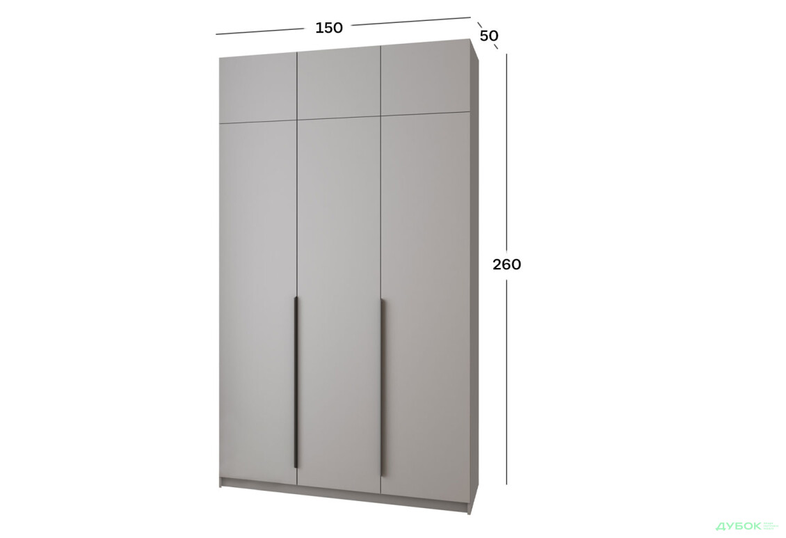 Шафа MebelStar Оскар 3-дверна з антресоллю та шухлядами 150 см Сіра мишка - Зображення 4 Зображення 4 - Шафа MebelStar Оскар 3-дверна з антресоллю та шухлядами 150 см Сіра мишка