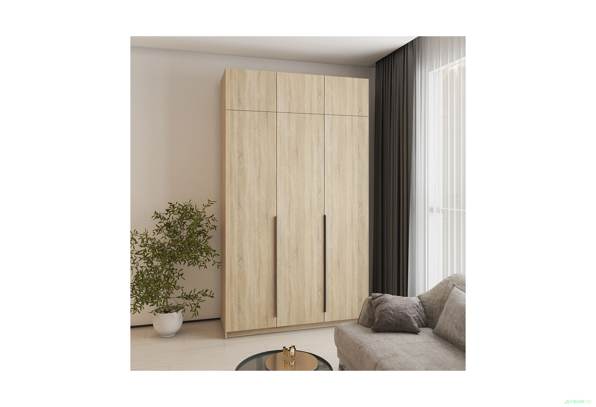 Шкаф Мебель Стар Оскар 3-дверный с антресолью и ящиками 150 см Дуб сонома - Изображение 2 Изображение 2 - Шкаф Мебель Стар Оскар 3-дверный с антресолью и ящиками 150 см Дуб сонома