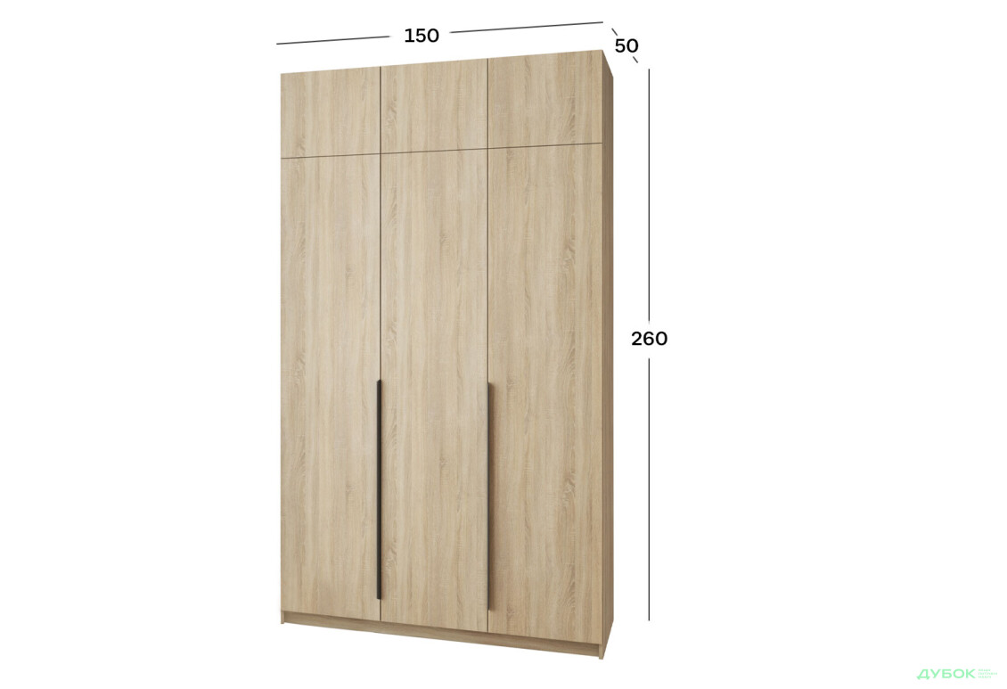 Шкаф Мебель Стар Оскар 3-дверный с антресолью и ящиками 150 см Дуб сонома - Изображение 4 Изображение 4 - Шкаф Мебель Стар Оскар 3-дверный с антресолью и ящиками 150 см Дуб сонома