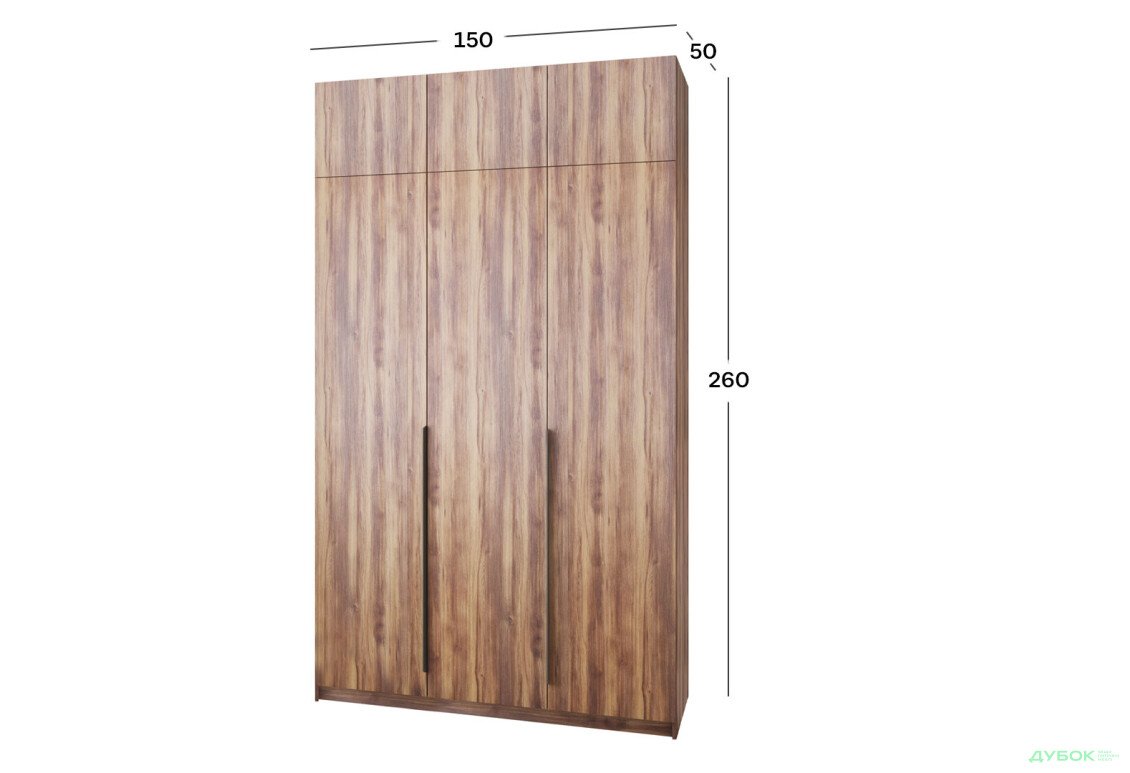 Шафа MebelStar Оскар 3-дверна з антресоллю та шухлядами 150 см Дуб бурштиновий - Зображення 4 Зображення 4 - Шафа MebelStar Оскар 3-дверна з антресоллю та шухлядами 150 см Дуб бурштиновий