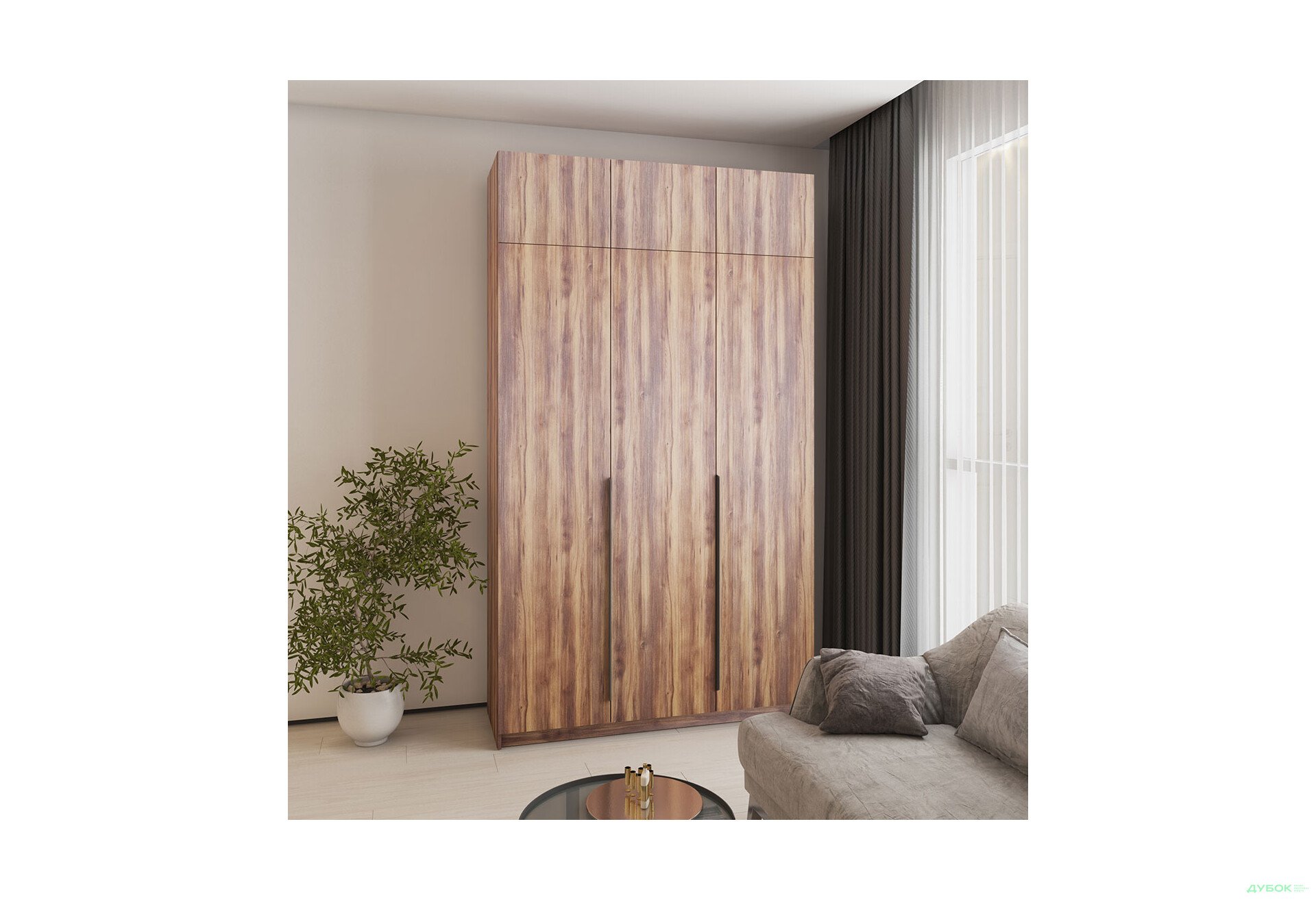 Шафа MebelStar Оскар 3-дверна з антресоллю та шухлядами 150 см Дуб бурштиновий - Зображення 2 Зображення 2 - Шафа MebelStar Оскар 3-дверна з антресоллю та шухлядами 150 см Дуб бурштиновий