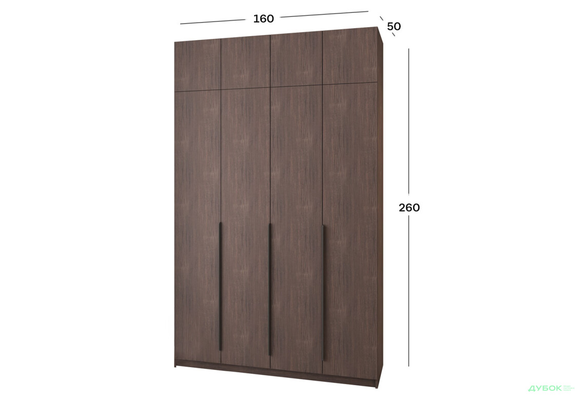 Шкаф Мебель Стар Оскар 4-дверный с антресолью 160 см Дуб ристрето - Изображение 4 Изображение 4 - Шкаф Мебель Стар Оскар 4-дверный с антресолью 160 см Дуб ристрето