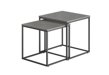 Стіл журнальний Kredens furniture квадратний 2 шт, 50 / 45 см, бетон / ніжки чорні