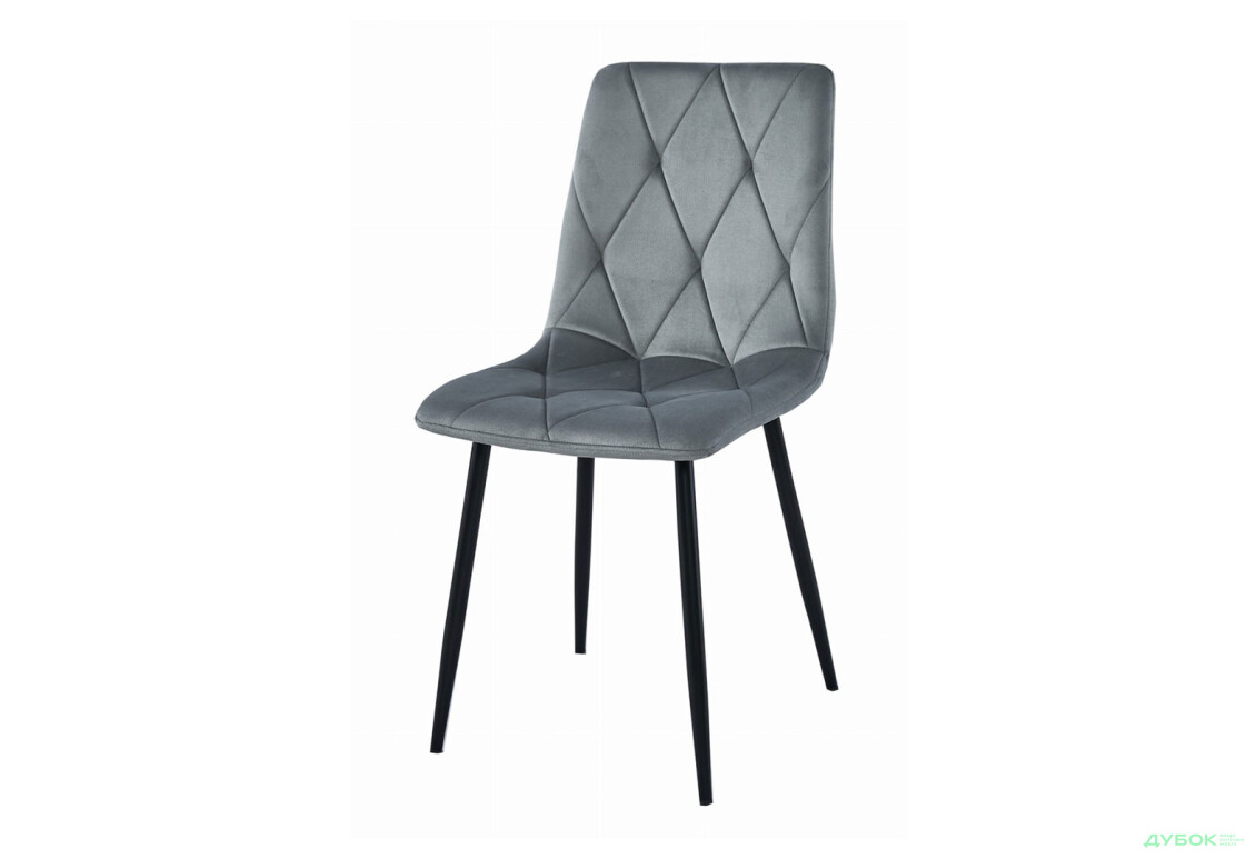 Стілець Kredens furniture Libra / Лібра світло-сірий оксамит / ніжки чорні