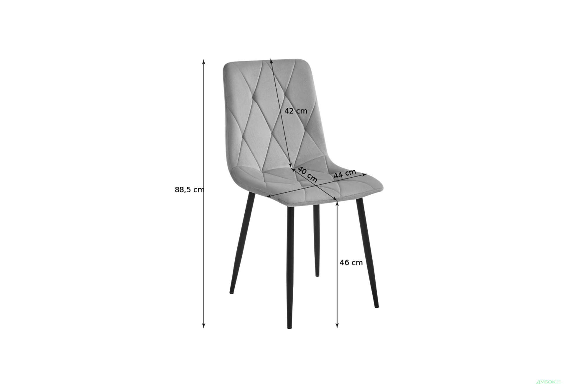 Зображення 6 - Стілець Kredens furniture Libra / Лібра світло-сірий оксамит / ніжки чорні
