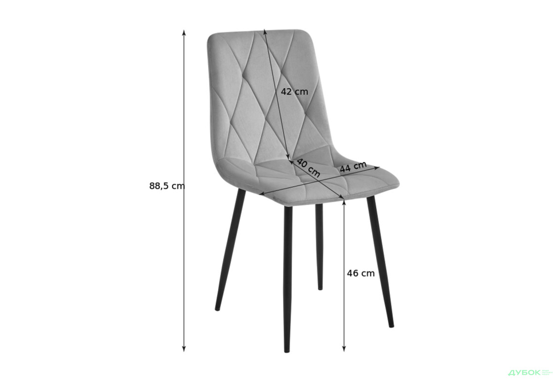 Зображення 6 - Стілець Kredens furniture Libra / Лібра світло-сірий оксамит / ніжки чорні