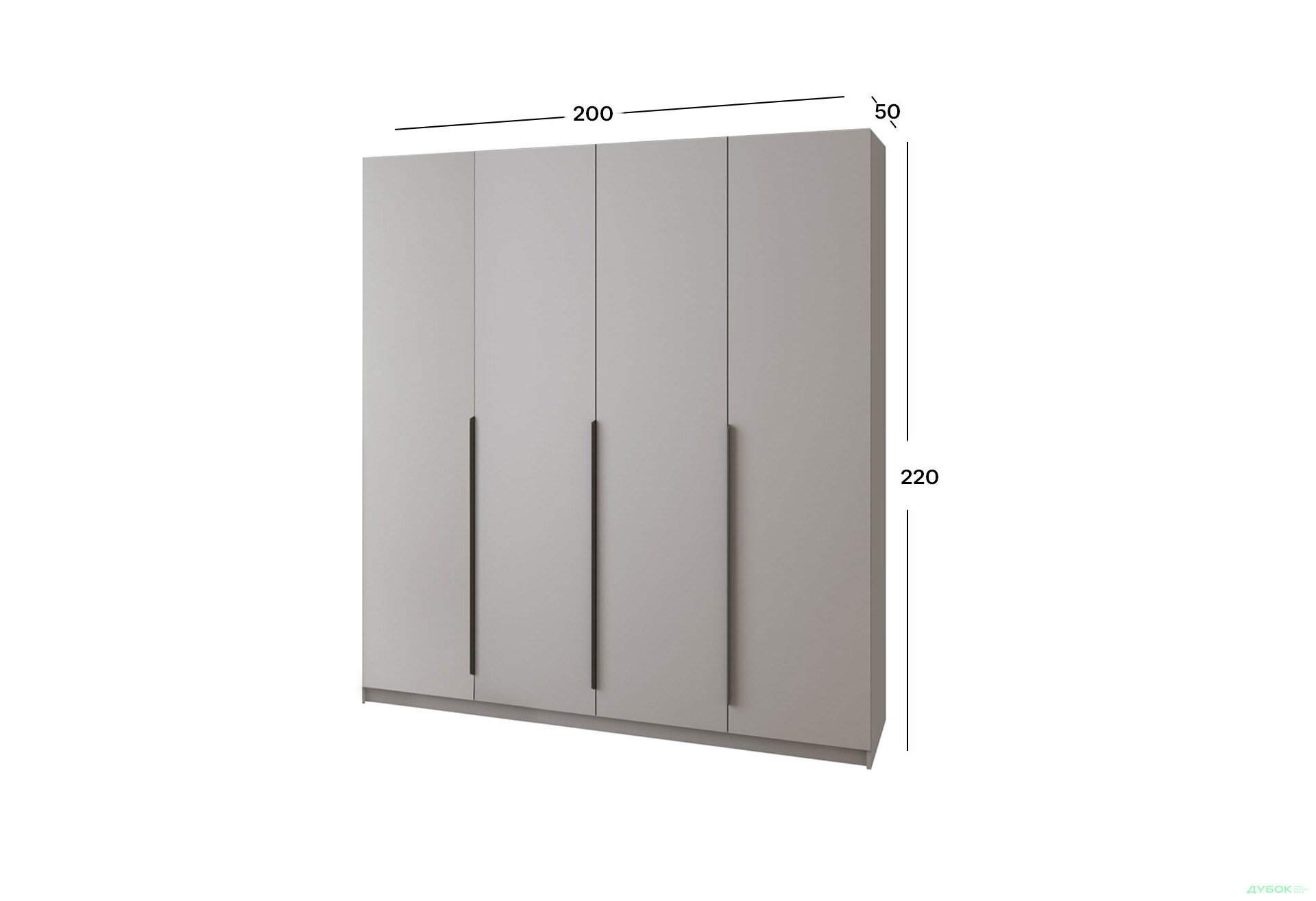 Шафа MebelStar Оскар 4-дверна з шухлядами 200 см Сіра мишка - Зображення 4 Зображення 4 - Шафа MebelStar Оскар 4-дверна з шухлядами 200 см Сіра мишка