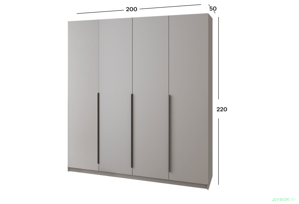 Шафа MebelStar Оскар 4-дверна з шухлядами 200 см Сіра мишка - Зображення 4 Зображення 4 - Шафа MebelStar Оскар 4-дверна з шухлядами 200 см Сіра мишка