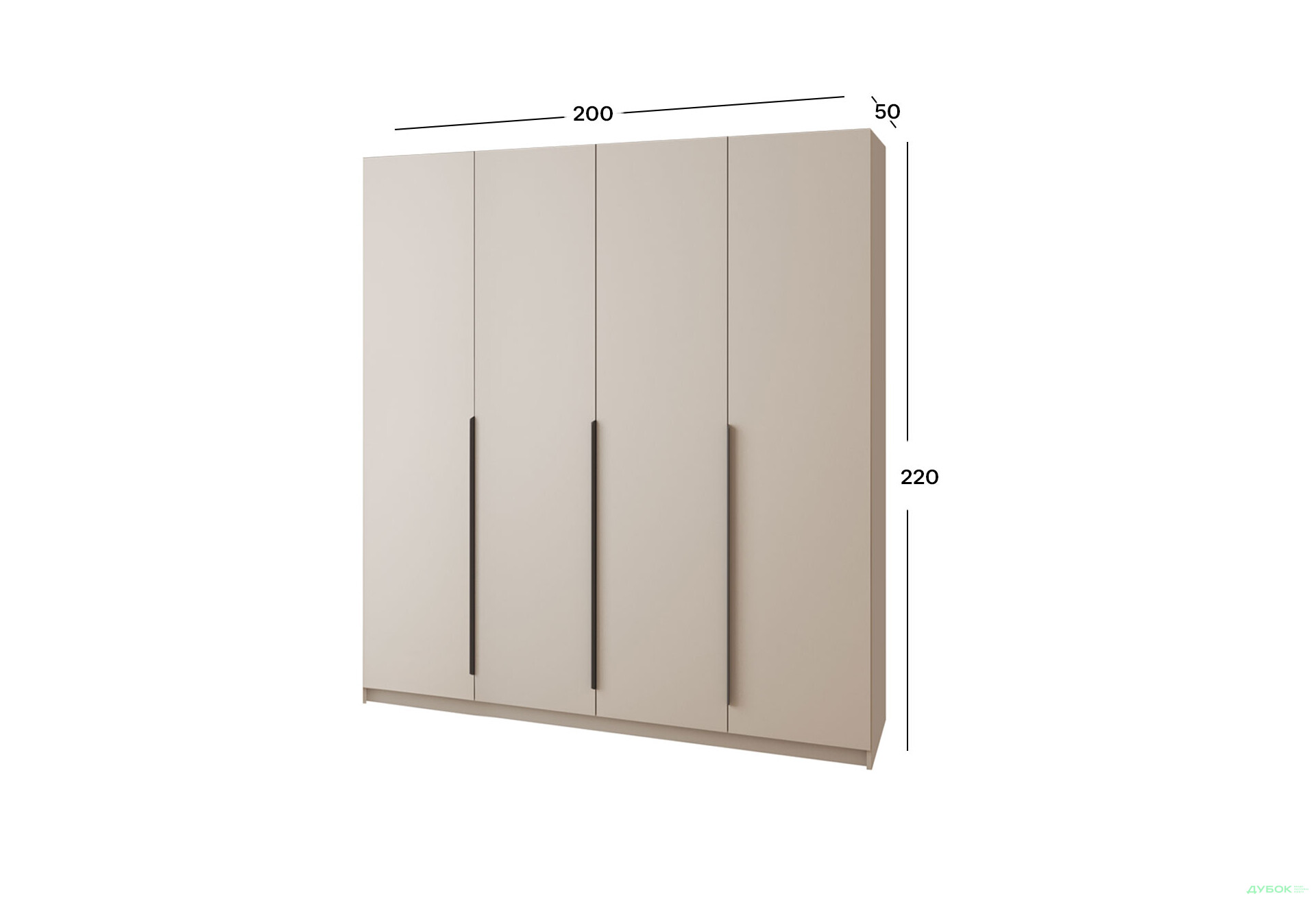 Шафа MebelStar Оскар 4-дверна з шухлядами 200 см Кашемір - Зображення 4 Зображення 4 - Шафа MebelStar Оскар 4-дверна з шухлядами 200 см Кашемір