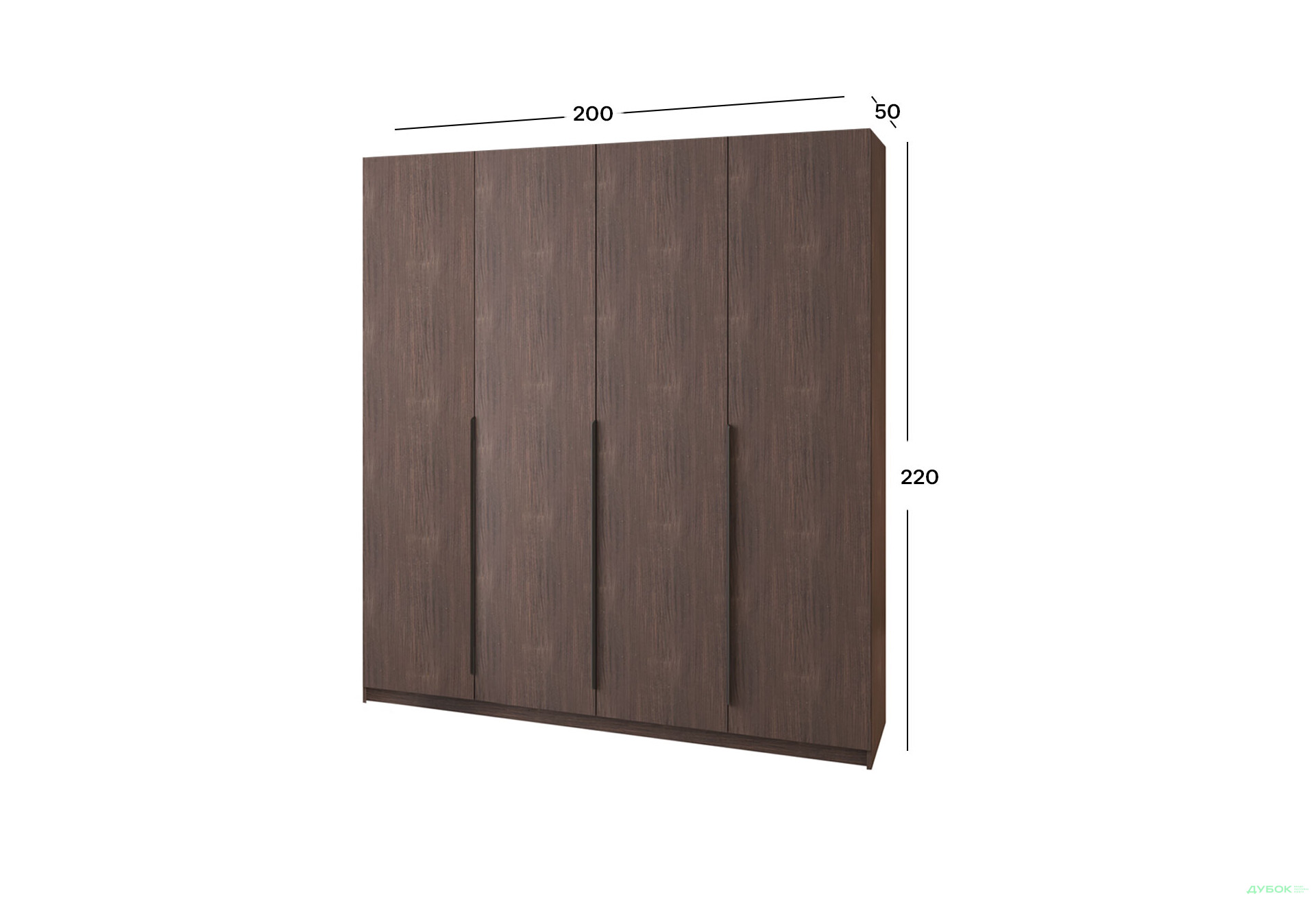 Шафа MebelStar Оскар 4-дверна з шухлядами 200 см Дуб рістрето - Зображення 4 Зображення 4 - Шафа MebelStar Оскар 4-дверна з шухлядами 200 см Дуб рістрето
