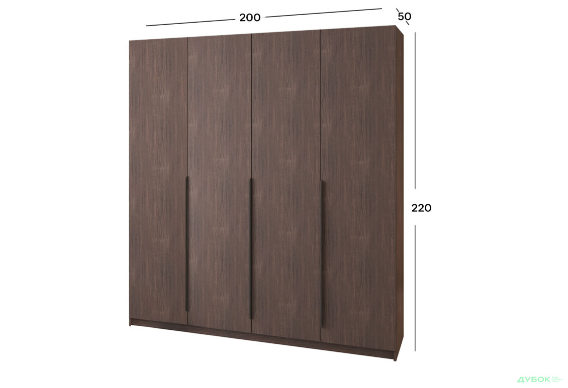 Шафа MebelStar Оскар 4-дверна з шухлядами 200 см Дуб рістрето - Зображення 4 Зображення 4 - Шафа MebelStar Оскар 4-дверна з шухлядами 200 см Дуб рістрето