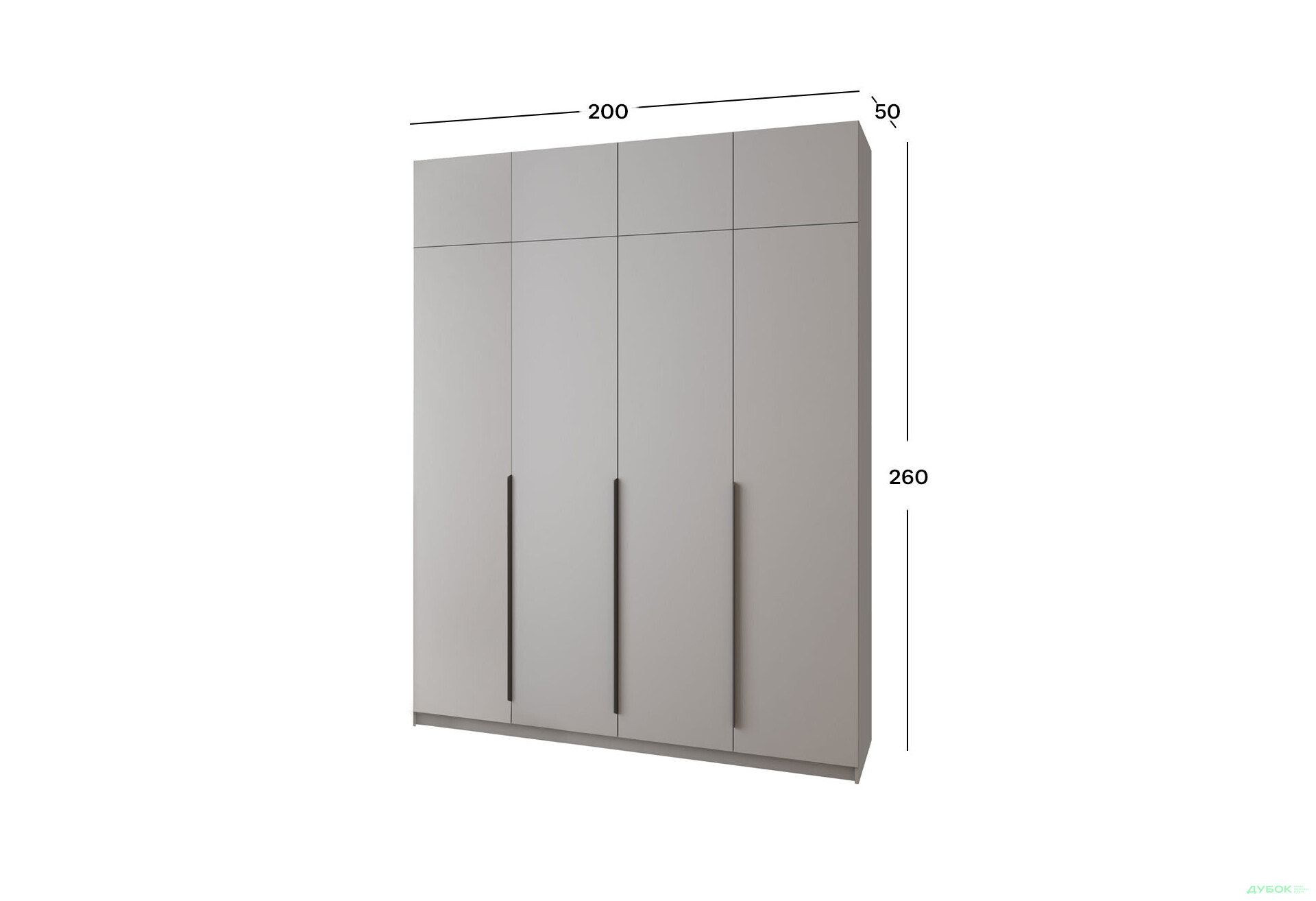 Шафа MebelStar Оскар 4-дверна з антресоллю та шухлядами 200 см Сіра мишка - Зображення 4 Зображення 4 - Шафа MebelStar Оскар 4-дверна з антресоллю та шухлядами 200 см Сіра мишка