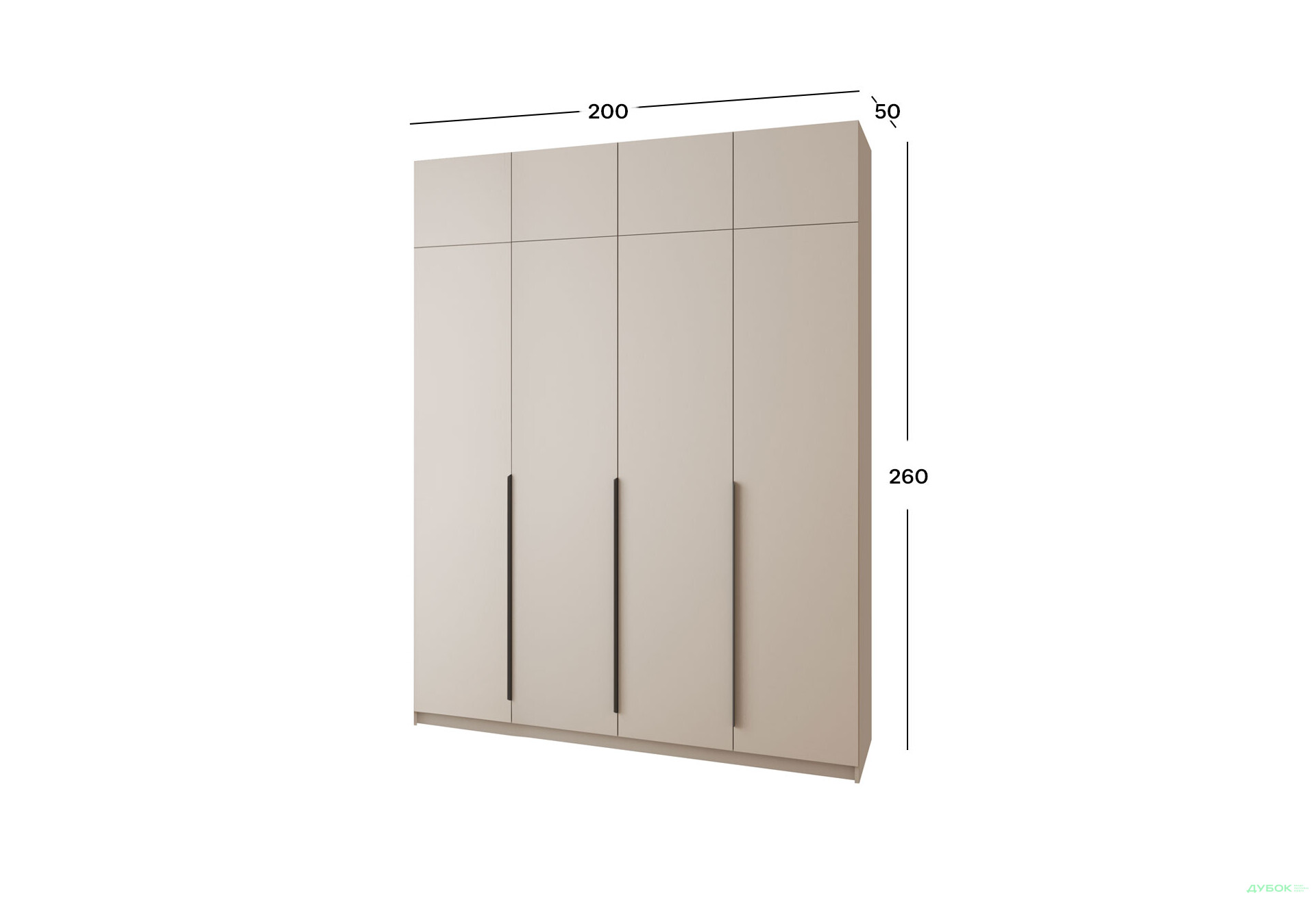 Шафа MebelStar Оскар 4-дверна з антресоллю та шухлядами 200 см Кашемір - Зображення 4 Зображення 4 - Шафа MebelStar Оскар 4-дверна з антресоллю та шухлядами 200 см Кашемір