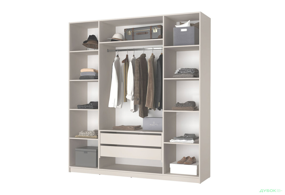 Шафа MebelStar Оскар 4-дверна з антресоллю та шухлядами 200 см Кашемір - Зображення 5 Зображення 5 - Шафа MebelStar Оскар 4-дверна з антресоллю та шухлядами 200 см Кашемір