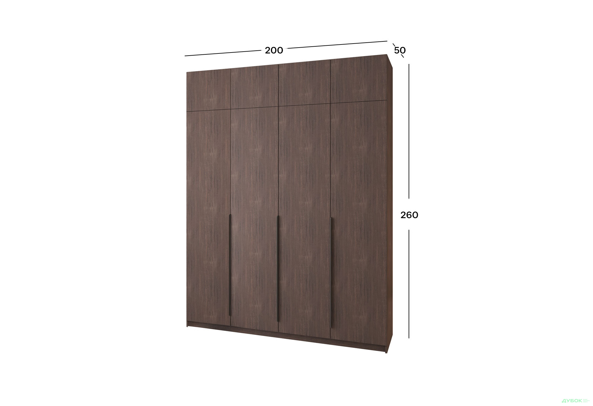 Шкаф Мебель Стар Оскар 4-дверный с антресолью и ящиками 200 см Дуб ристрето - Изображение 4 Изображение 4 - Шкаф Мебель Стар Оскар 4-дверный с антресолью и ящиками 200 см Дуб ристрето