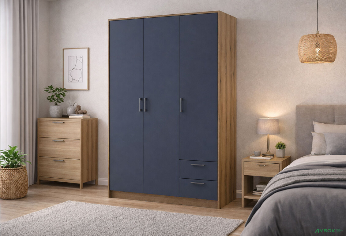 Зображення 2 - Шафа Doros Ронді 3-дверна з 2 шухлядами 121 см Дуб Артізан / Графіт