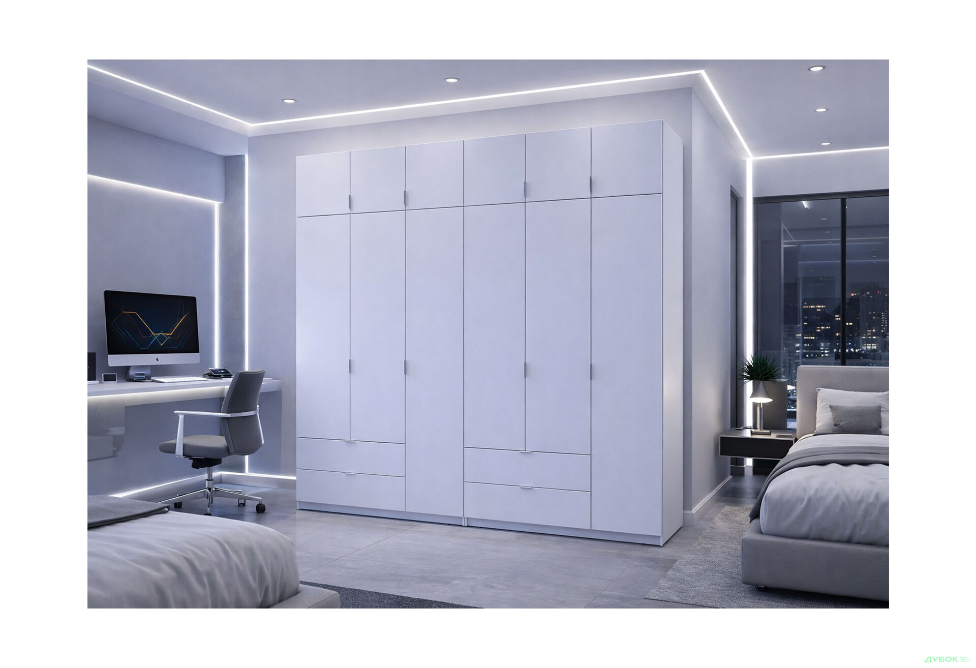 Зображення 2 - Шафа Doros Лукас 6-дверна з антресоллю 240 см, білий