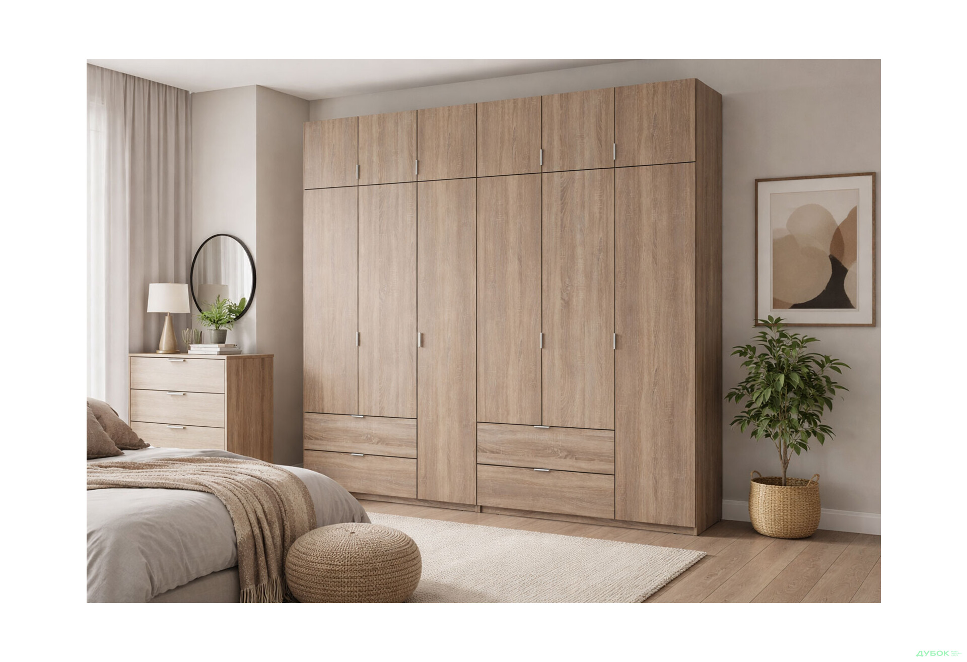 Зображення 2 - Шафа Doros Лукас 6-дверна з антресоллю 240 см, дуб сонома