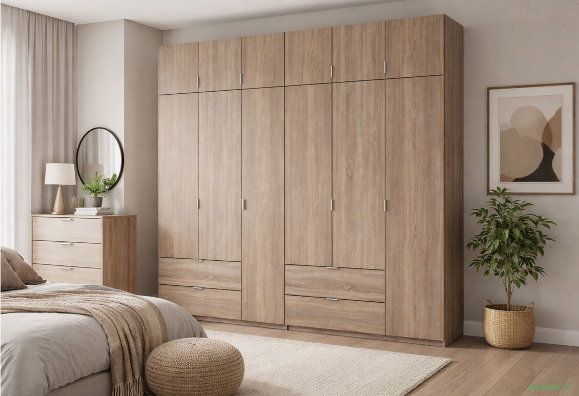 Зображення 2 - Шафа Doros Лукас 6-дверна з антресоллю 240 см, дуб сонома