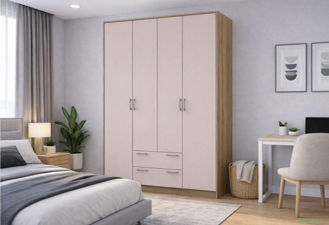 Зображення 2 - Шафа Doros Ронді 4-дверна з 2 шухлядами 160 см Дуб Артізан / Кашемір