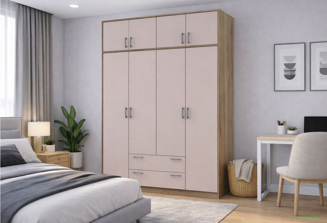 Зображення 2 - Шафа Doros Ронді 4-дверна з антресоллю і 2 шухлядами 160 см Дуб Артізан / Кашемір