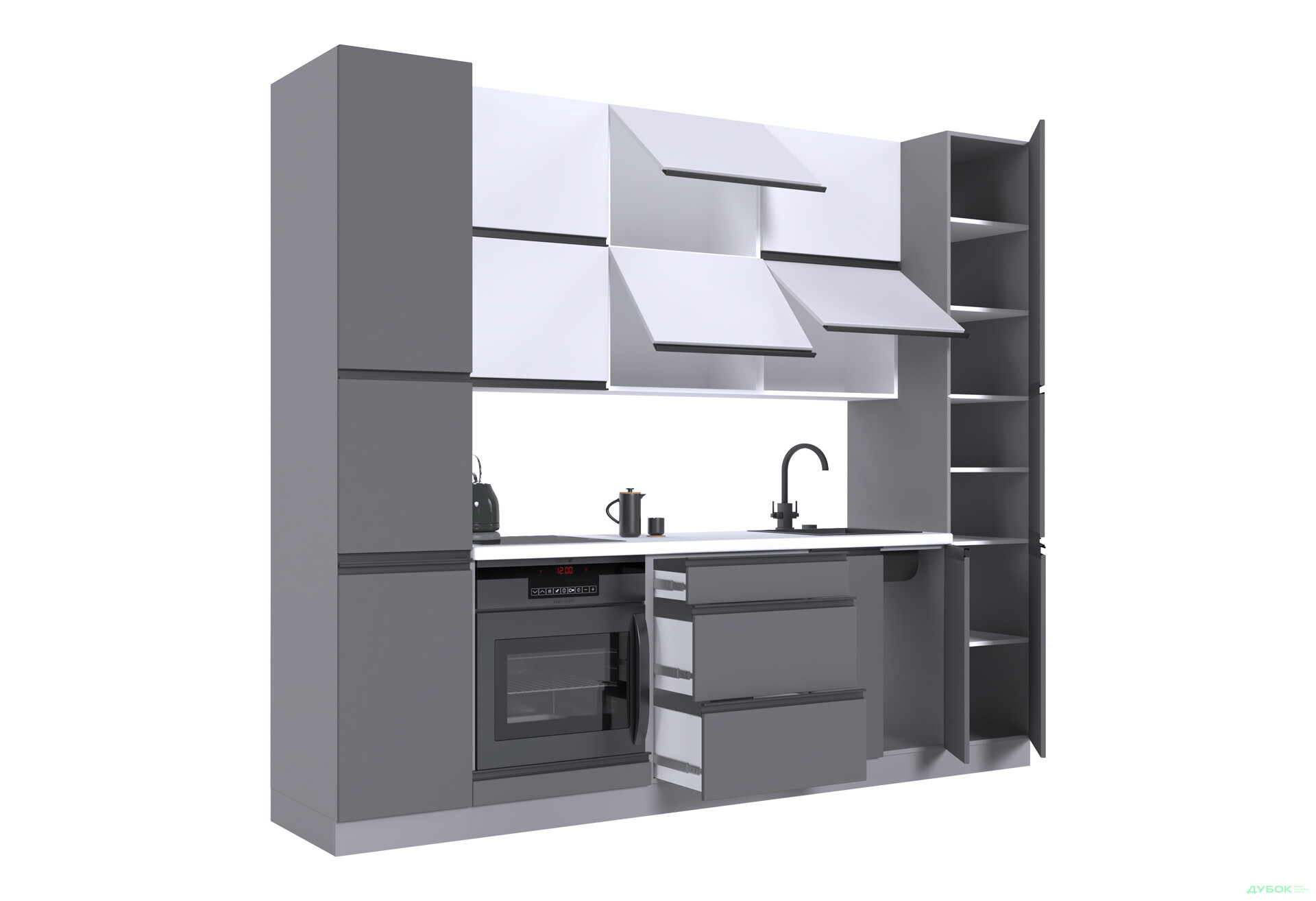 Кухня VIP-master Ріолайн Люкс / RioLine Luxe Матова 260 см, білий / сірий - Зображення 4 Зображення 4 - Кухня VIP-master Ріолайн Люкс / RioLine Luxe Матова 260 см, білий / сірий