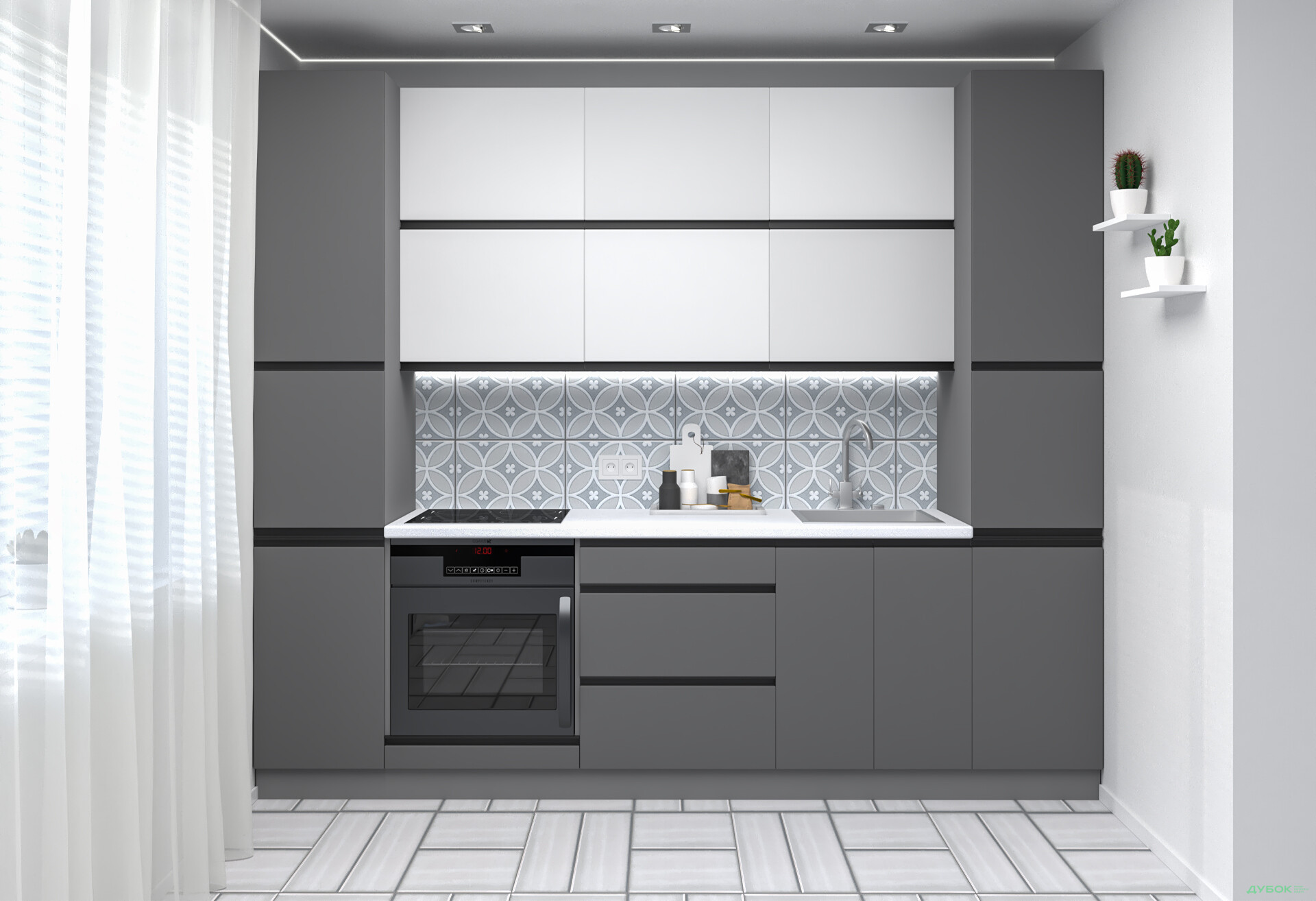 Кухня VIP-master Ріолайн Люкс / RioLine Luxe Матова 260 см, білий / сірий - Зображення 1 Зображення 1 - Кухня VIP-master Ріолайн Люкс / RioLine Luxe Матова 260 см, білий / сірий