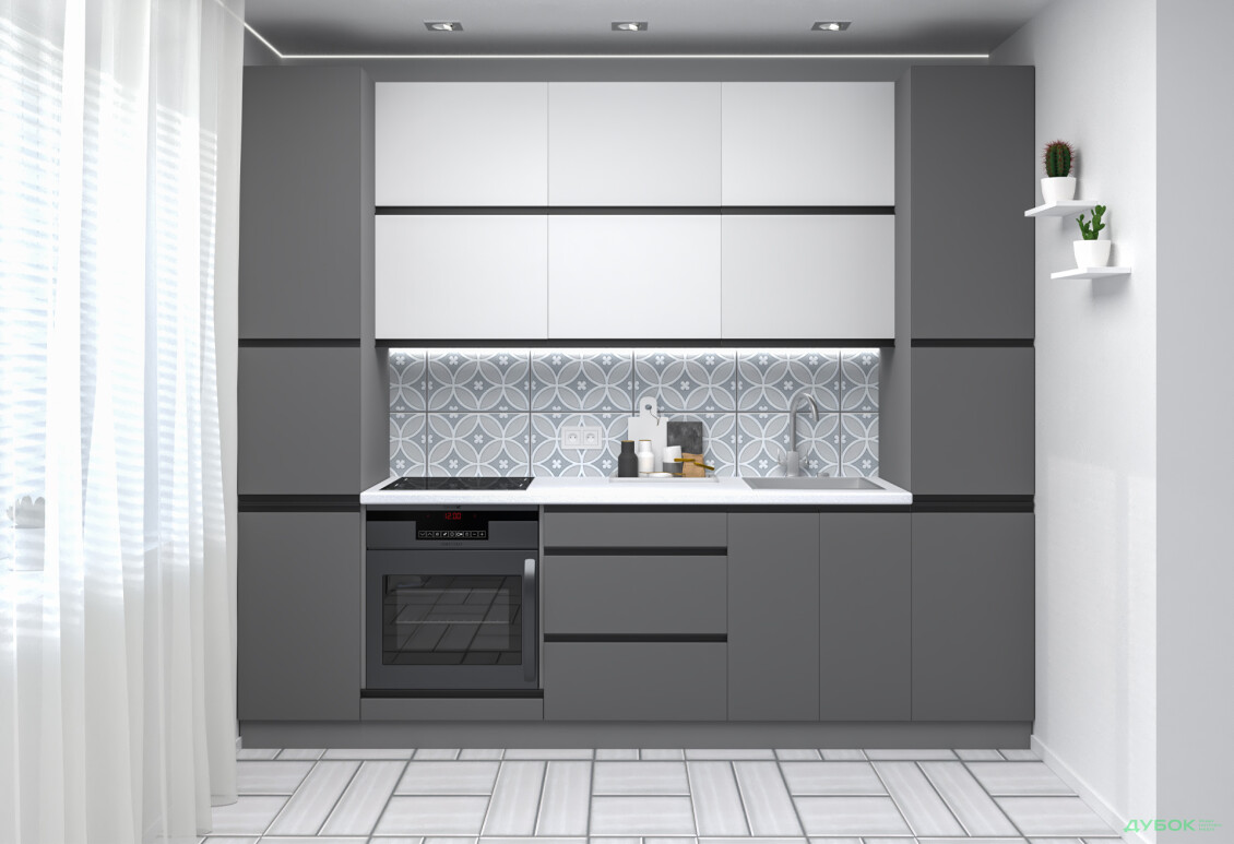 Кухня VIP-master Ріолайн Люкс / RioLine Luxe Матова 260 см, білий / сірий - Зображення 1 Зображення 1 - Кухня VIP-master Ріолайн Люкс / RioLine Luxe Матова 260 см, білий / сірий