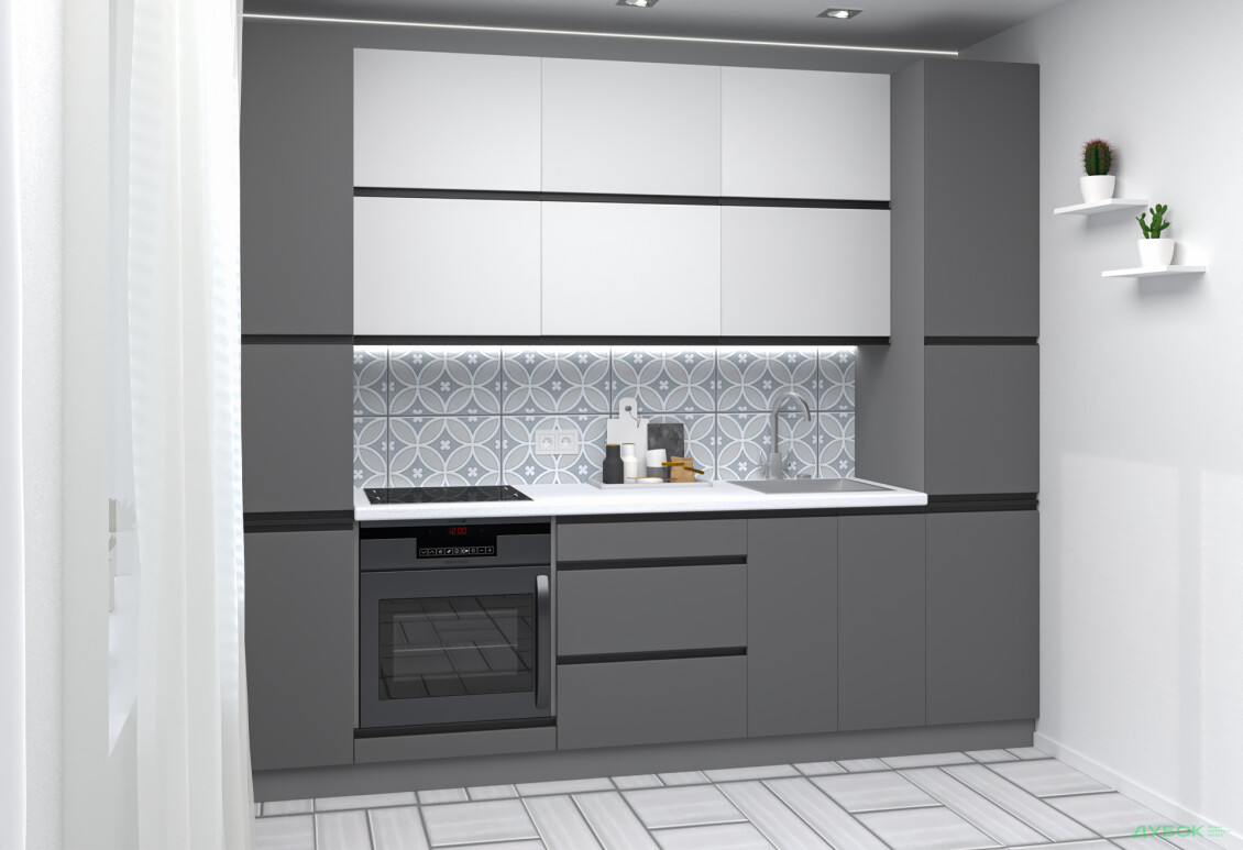 Кухня VIP-master Ріолайн Люкс / RioLine Luxe Матова 260 см, білий / сірий - Зображення 5 Зображення 5 - Кухня VIP-master Ріолайн Люкс / RioLine Luxe Матова 260 см, білий / сірий