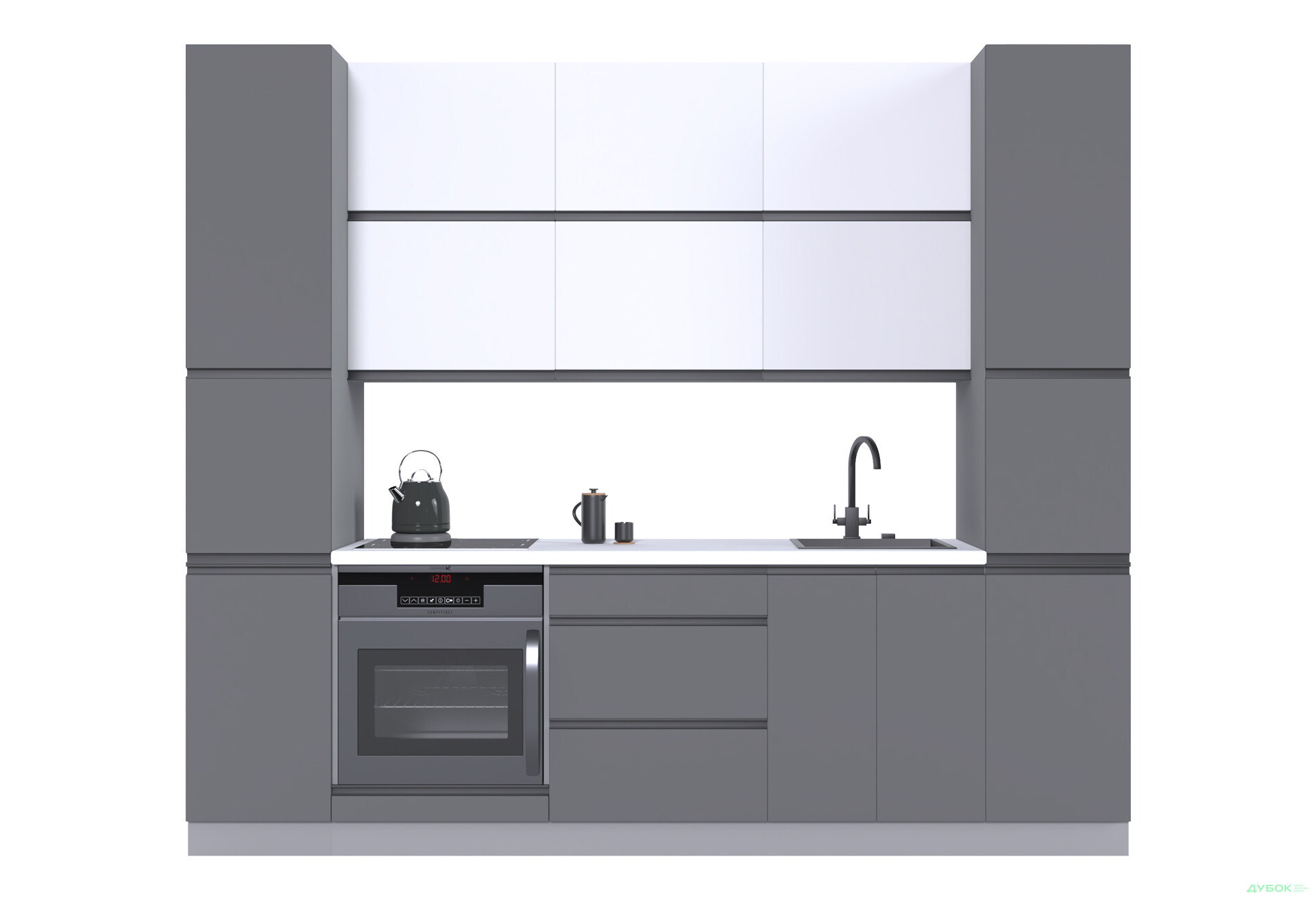 Кухня VIP-master Ріолайн Люкс / RioLine Luxe Матова 260 см, білий / сірий - Зображення 3 Зображення 3 - Кухня VIP-master Ріолайн Люкс / RioLine Luxe Матова 260 см, білий / сірий