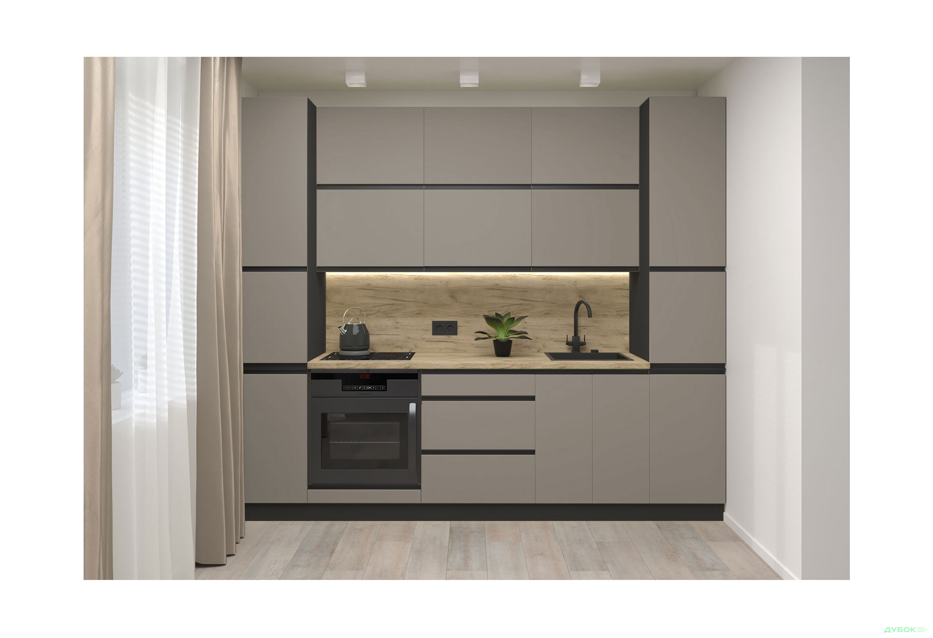 Кухня VIP-master Ріолайн Люкс / RioLine Luxe Матова 260 см, Світло-коричневий М02 - Зображення 2 Зображення 2 - Кухня VIP-master Ріолайн Люкс / RioLine Luxe Матова 260 см, Світло-коричневий М02