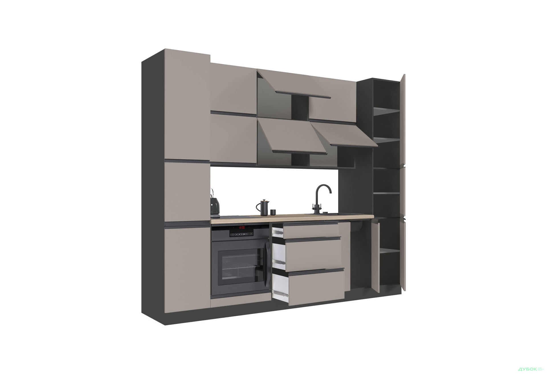 Кухня VIP-master Ріолайн Люкс / RioLine Luxe Матова 260 см, Світло-коричневий М02 - Зображення 5 Зображення 5 - Кухня VIP-master Ріолайн Люкс / RioLine Luxe Матова 260 см, Світло-коричневий М02