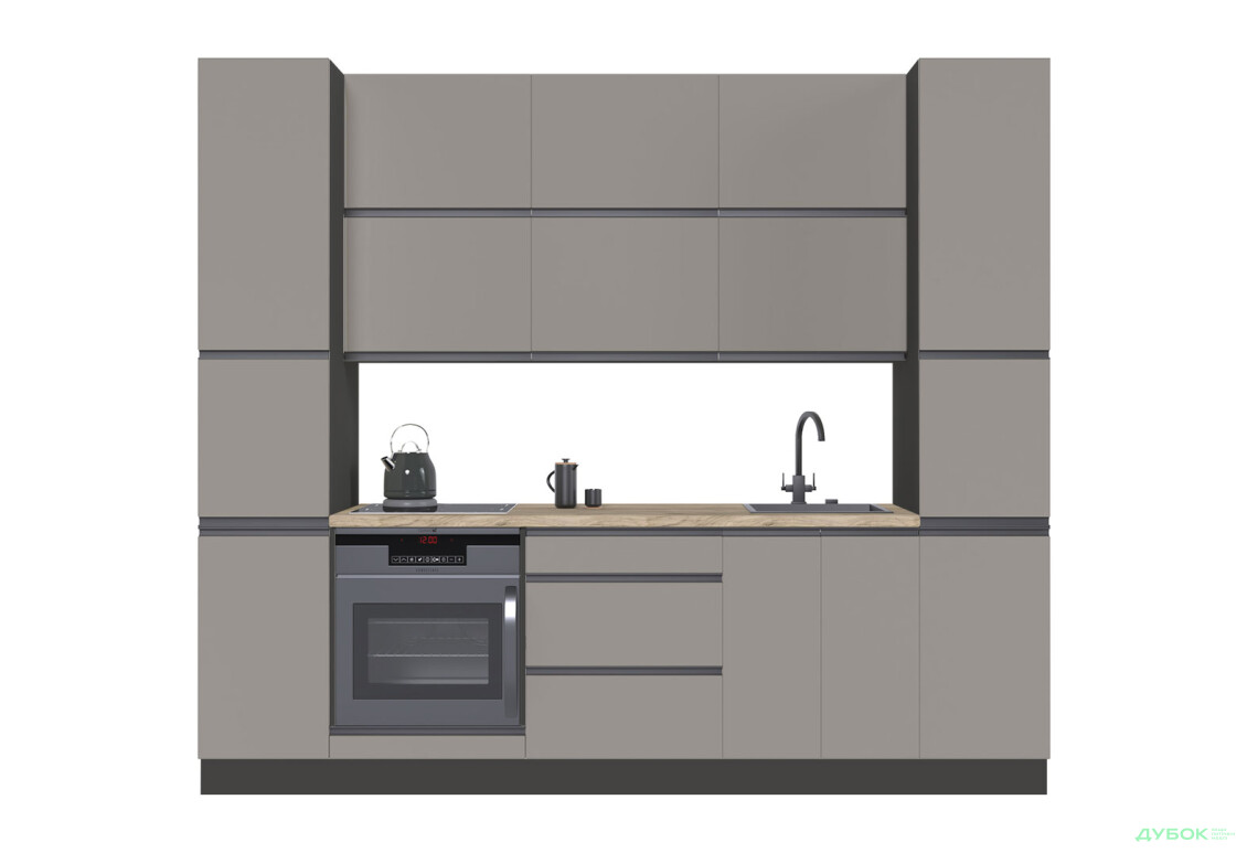 Кухня VIP-master Ріолайн Люкс / RioLine Luxe Матова 260 см, Світло-коричневий М02 - Зображення 4 Зображення 4 - Кухня VIP-master Ріолайн Люкс / RioLine Luxe Матова 260 см, Світло-коричневий М02