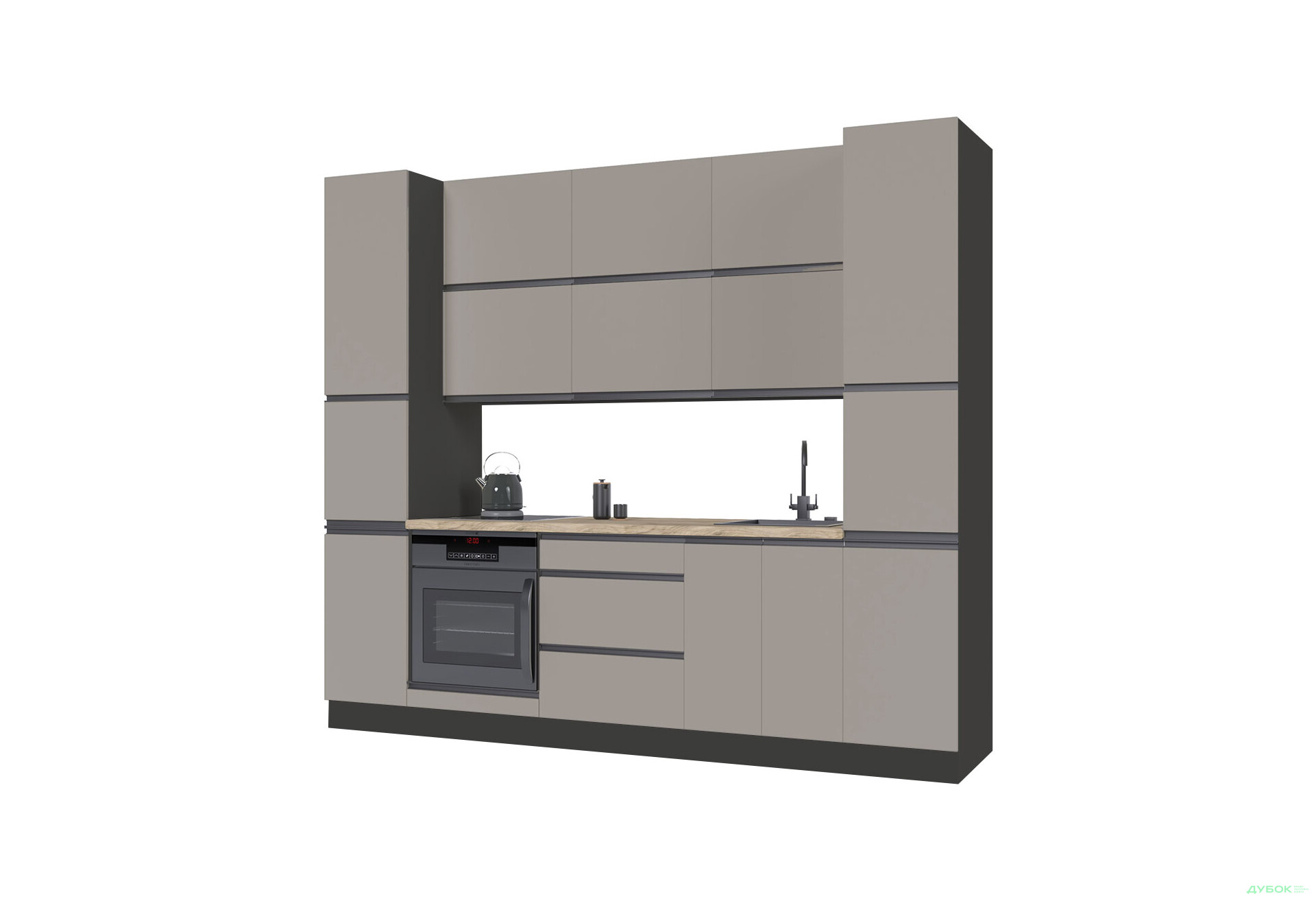 Кухня VIP-master Ріолайн Люкс / RioLine Luxe Матова 260 см, Світло-коричневий М02 - Зображення 3 Зображення 3 - Кухня VIP-master Ріолайн Люкс / RioLine Luxe Матова 260 см, Світло-коричневий М02