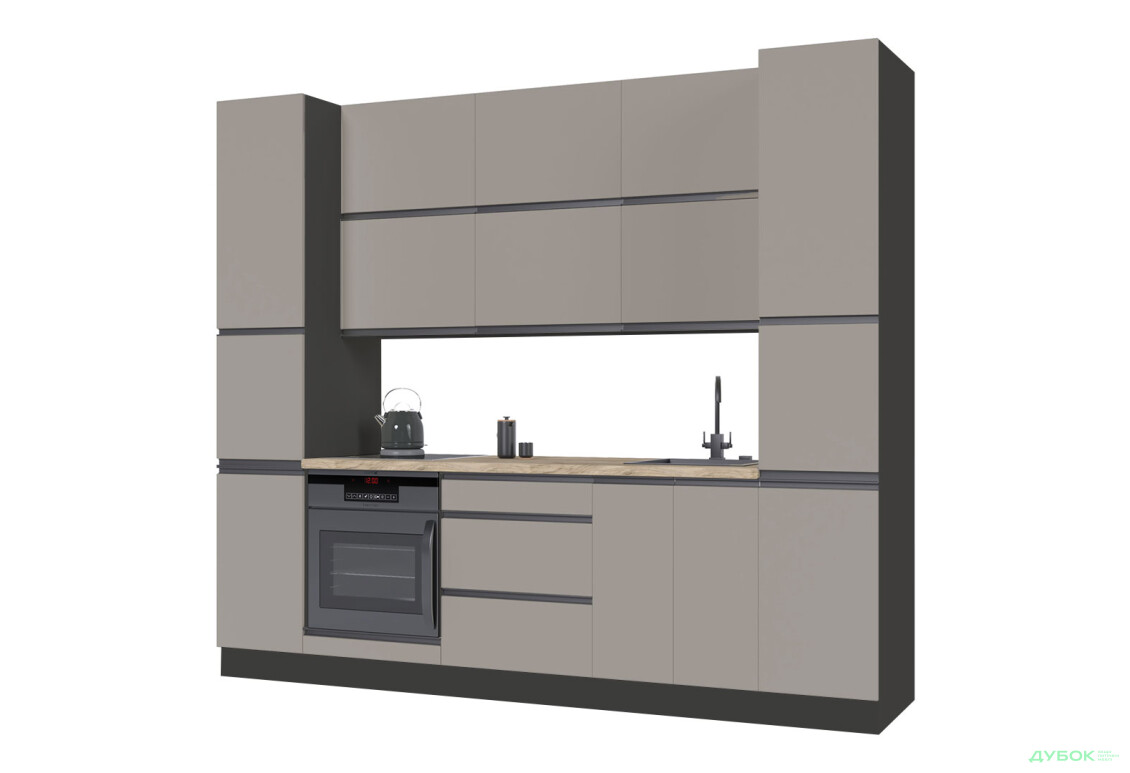 Кухня VIP-master Ріолайн Люкс / RioLine Luxe Матова 260 см, Світло-коричневий М02 - Зображення 3 Зображення 3 - Кухня VIP-master Ріолайн Люкс / RioLine Luxe Матова 260 см, Світло-коричневий М02