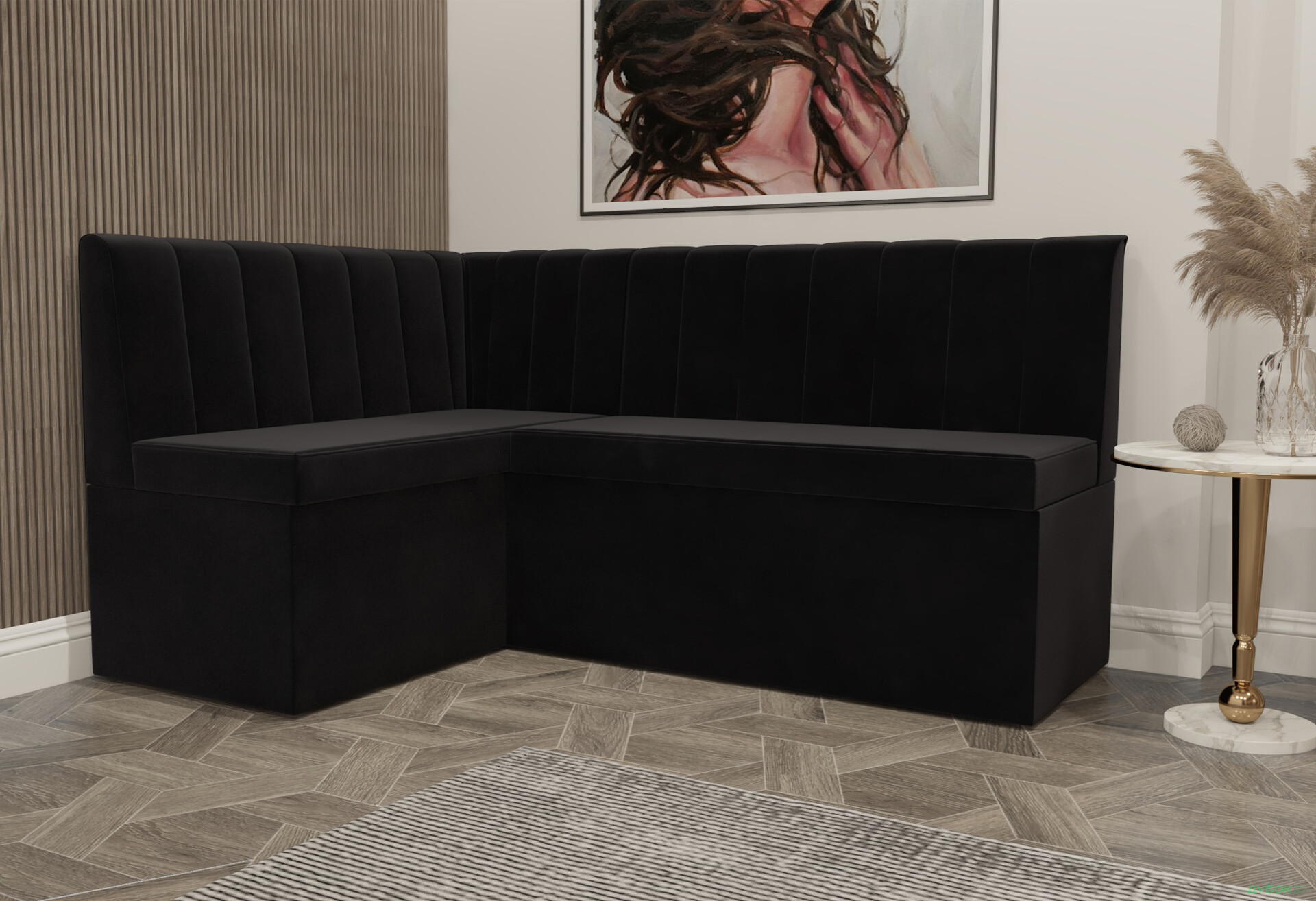 Зображення 4 - Кухонний куточок Kredens furniture Чикаго з нішею 165 см, чорний (London 17)