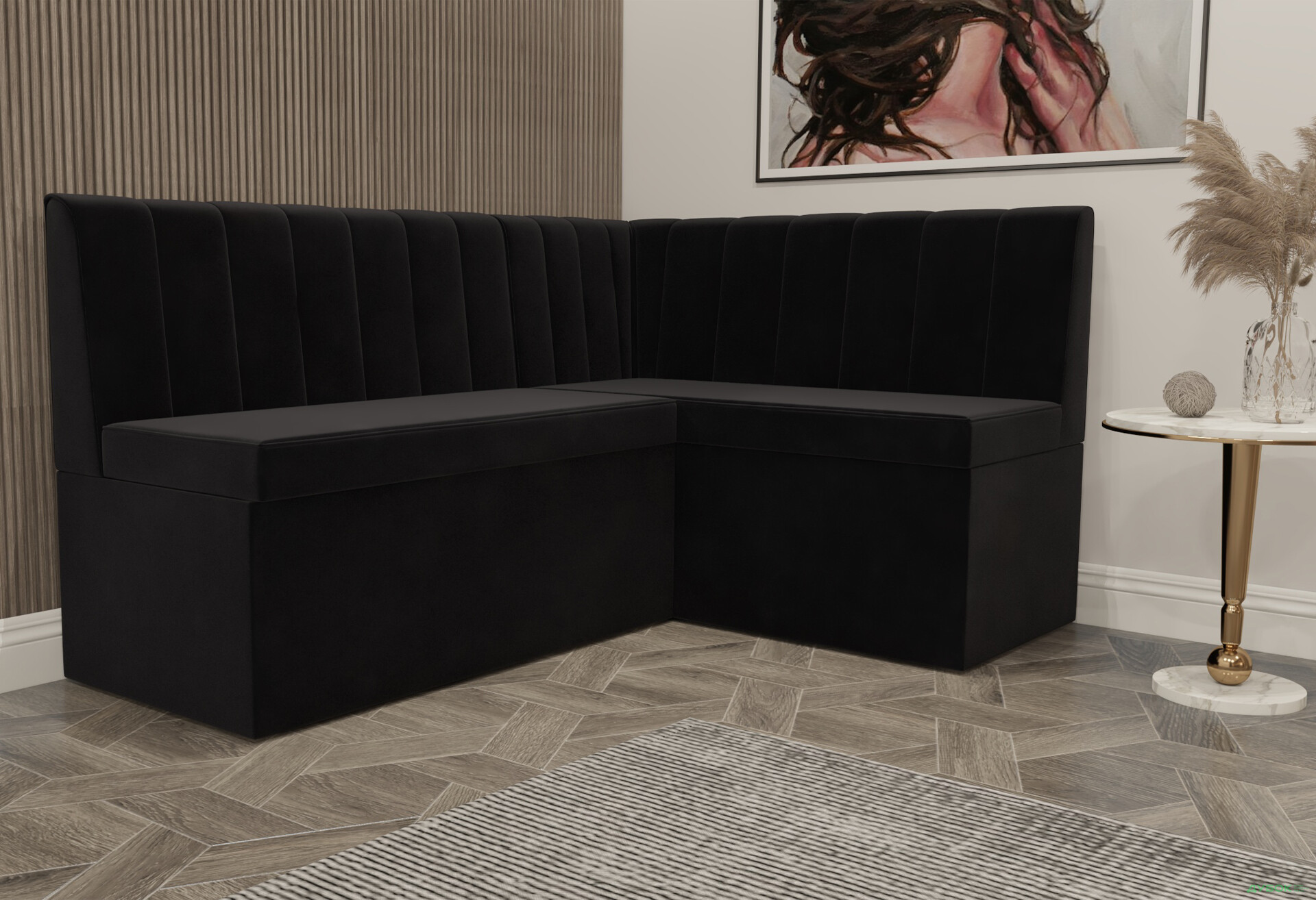 Зображення 2 - Кухонний куточок Kredens furniture Чикаго з нішею 165 см, чорний (London 17)