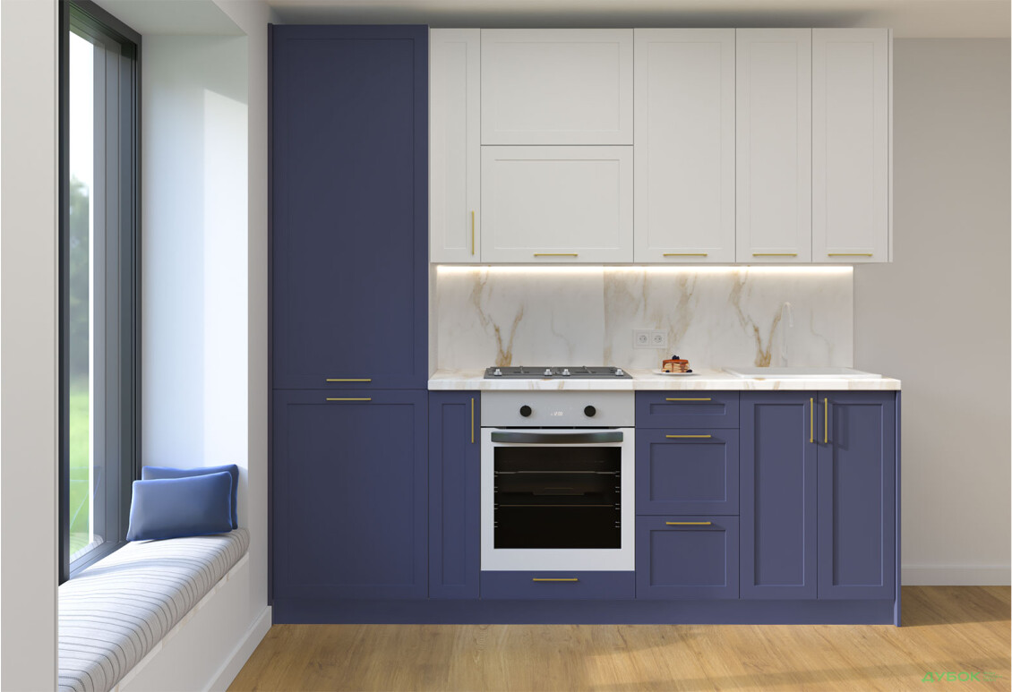 Кухня MiroMark Вінтаж / Vintage 240 см блакитний напівмат / білий напівмат - Зображення 1 Зображення 1 - Кухня MiroMark Вінтаж / Vintage 240 см блакитний напівмат / білий напівмат